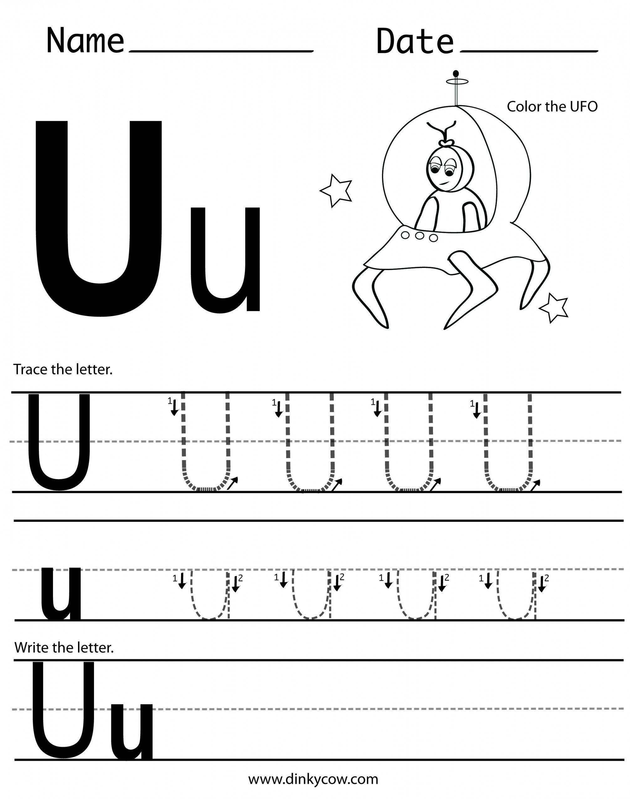 Tracing Letter U Worksheets - TracingLettersWorksheets.com