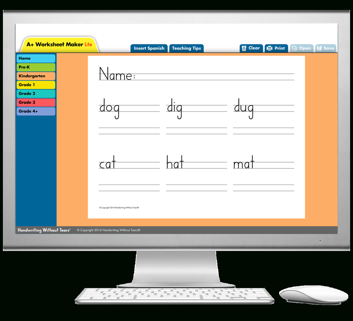 A+ Worksheet Maker Lite | Learning Without Tears intended for Tracing Letters Maker