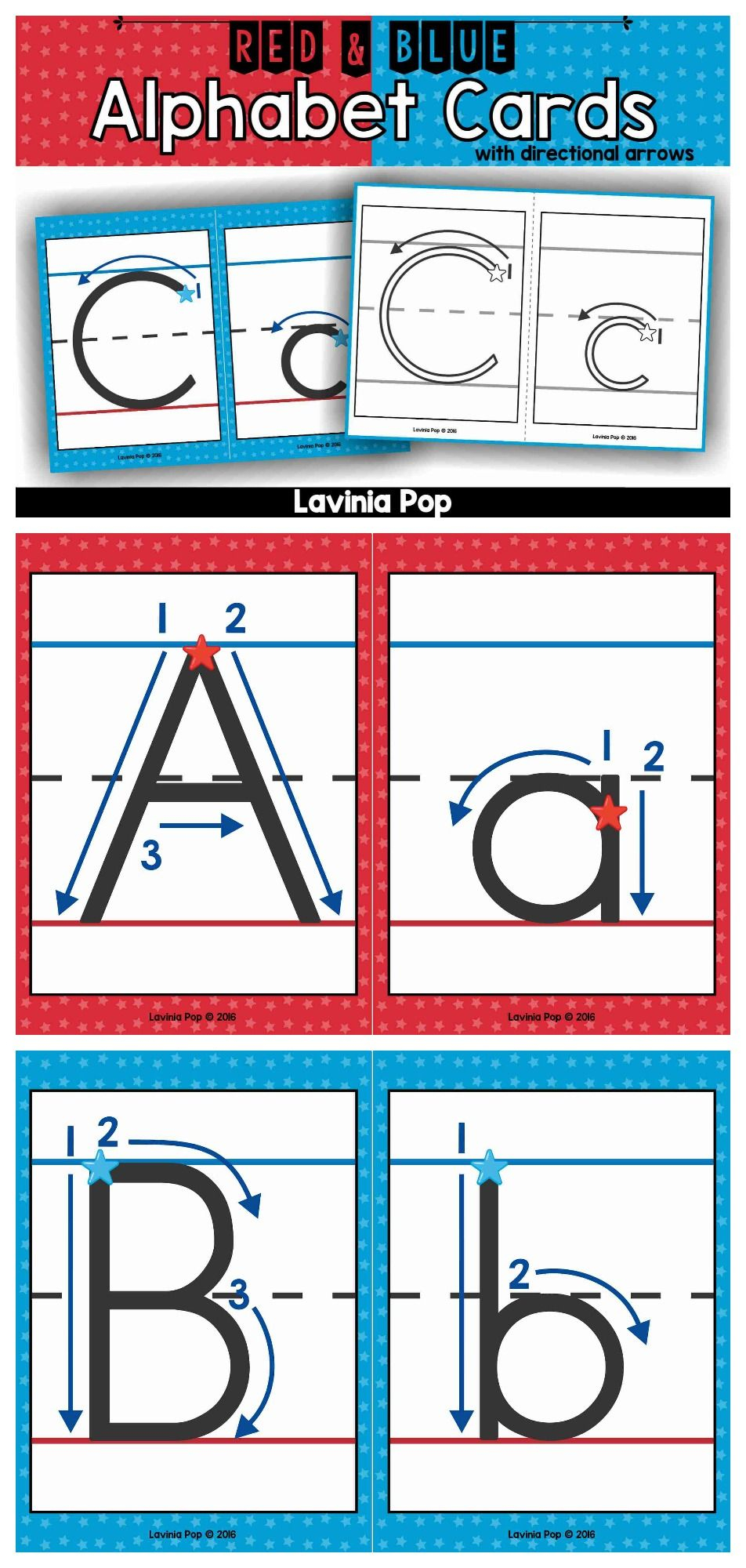 Alphabet Handwriting Cards With Directional Arrows - Red for Free Tracing Letters With Directional Arrows