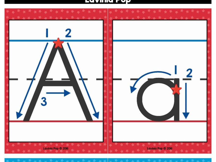 Alphabet Handwriting Cards With Directional Arrows - Red with regard to Tracing Letters With Directional Arrows Font