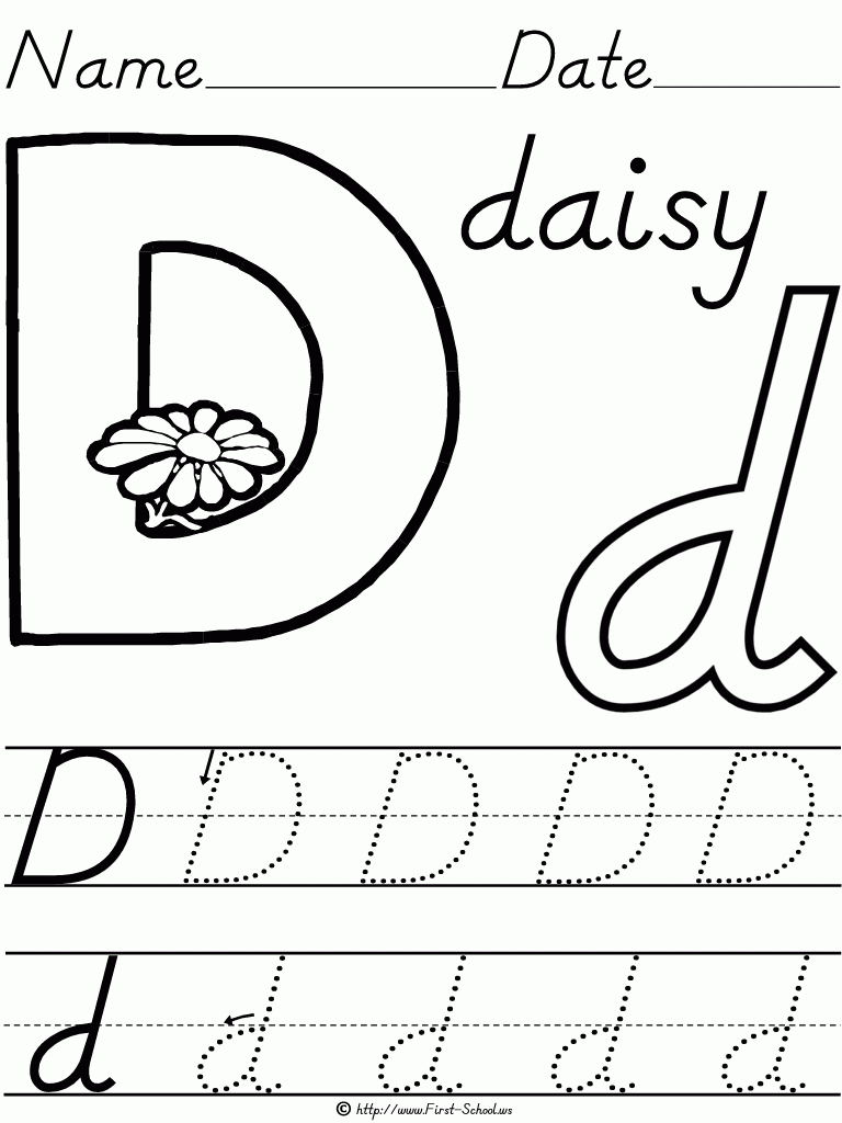 Alphabet Letter D Daisy D&amp;#039;nealian Manuscript Handwriting regarding D&amp;amp;#039;nealian Letter Tracing Worksheets