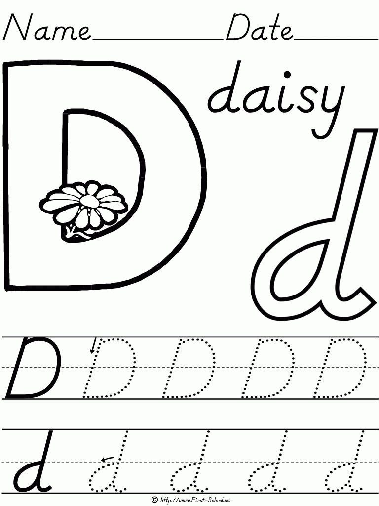 Alphabet Letter D Daisy D&amp;#039;nealian Manuscript Handwriting with D&amp;amp;#039;nealian Alphabet Tracing Worksheets