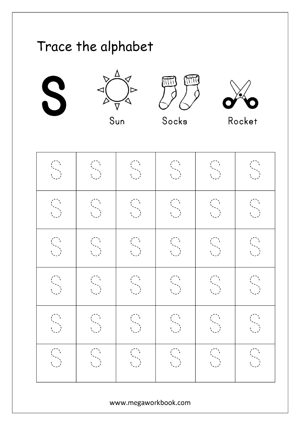 Alphabet Tracing - S (Capital Letter Tracing) | Alphabet regarding Big Letters Alphabet Tracing Sheets