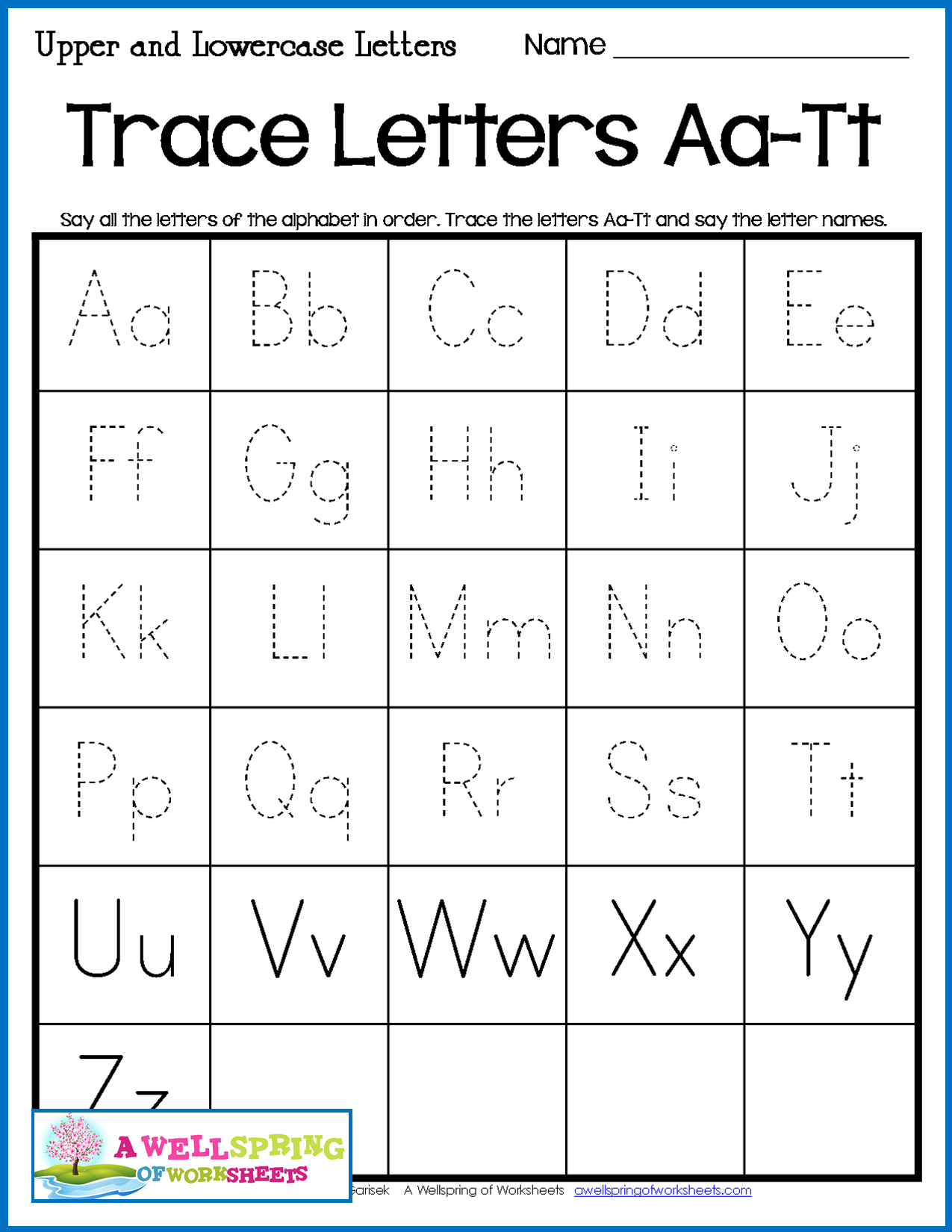 Alphabet Tracing Worksheets - Uppercase &amp;amp; Lowercase Letters in Uppercase And Lowercase Letters Tracing Worksheet
