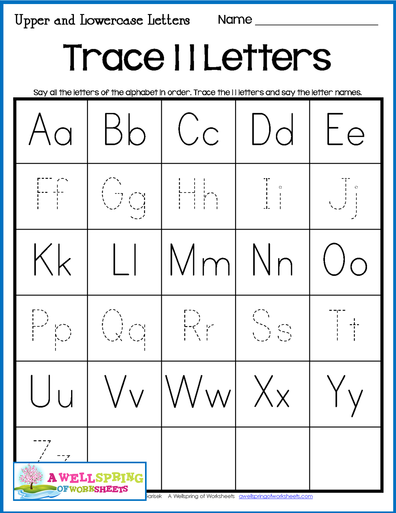 Alphabet Tracing Worksheets - Uppercase &amp;amp; Lowercase Letters intended for Tracing Letters Name