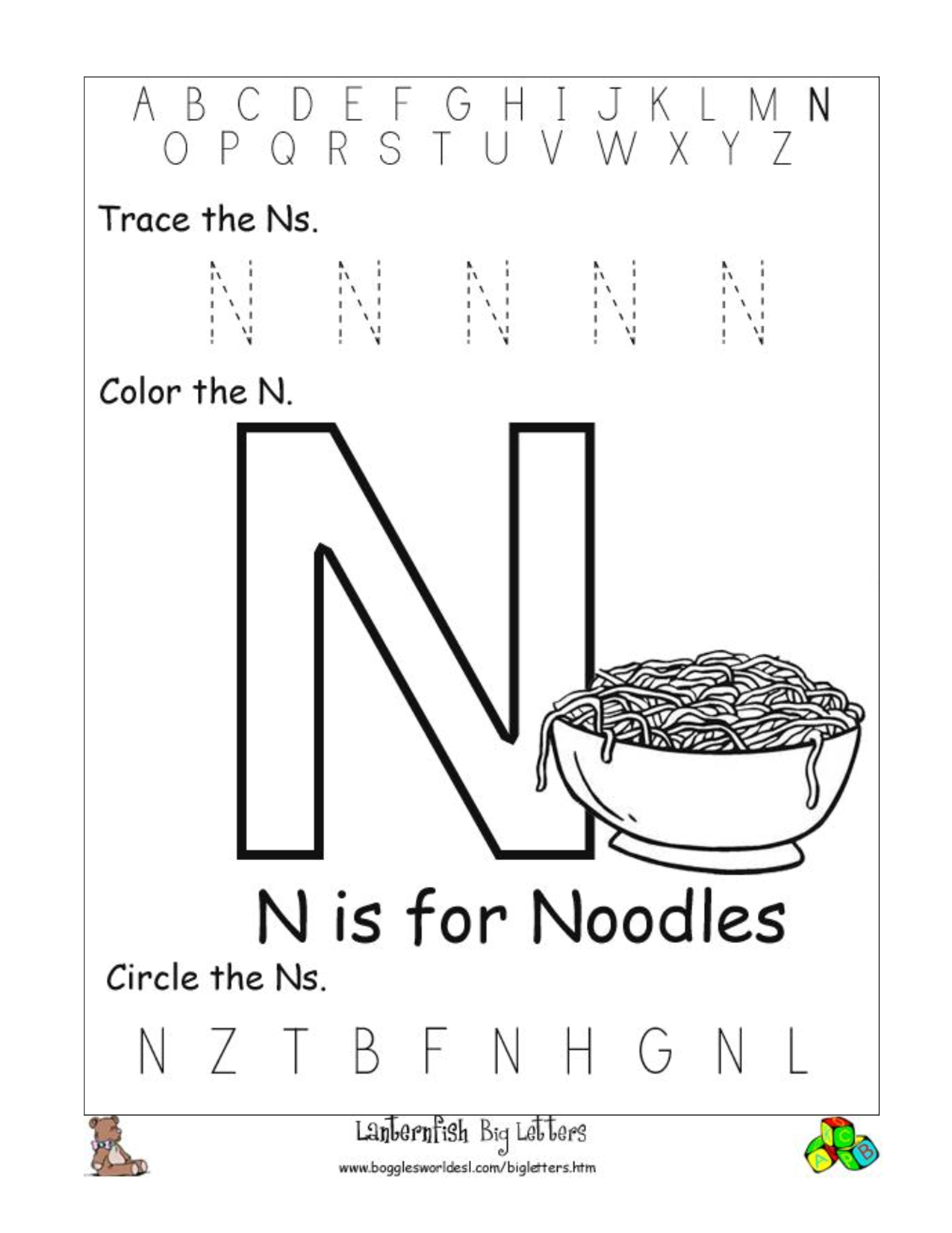 tracing-letter-n-preschool-worksheet