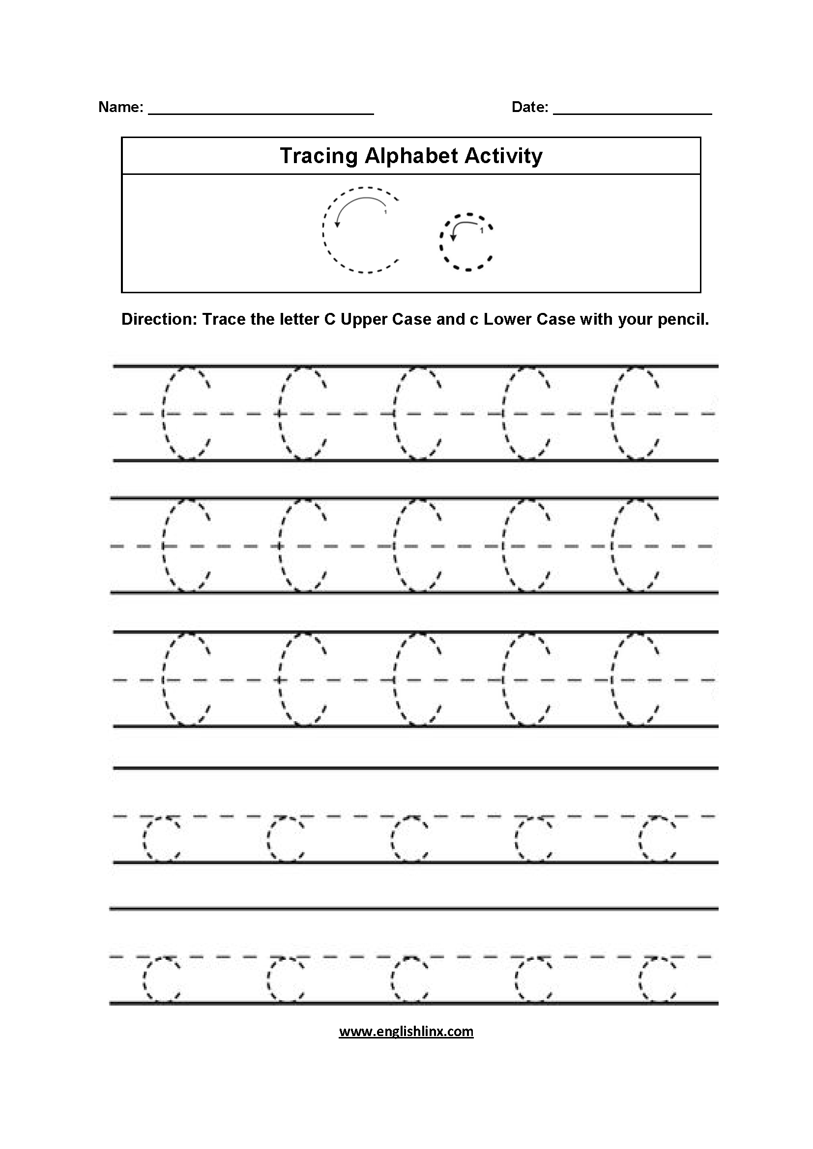 Alphabet Worksheets | Tracing Alphabet Worksheets for Alphabet Letters Worksheets Tracing