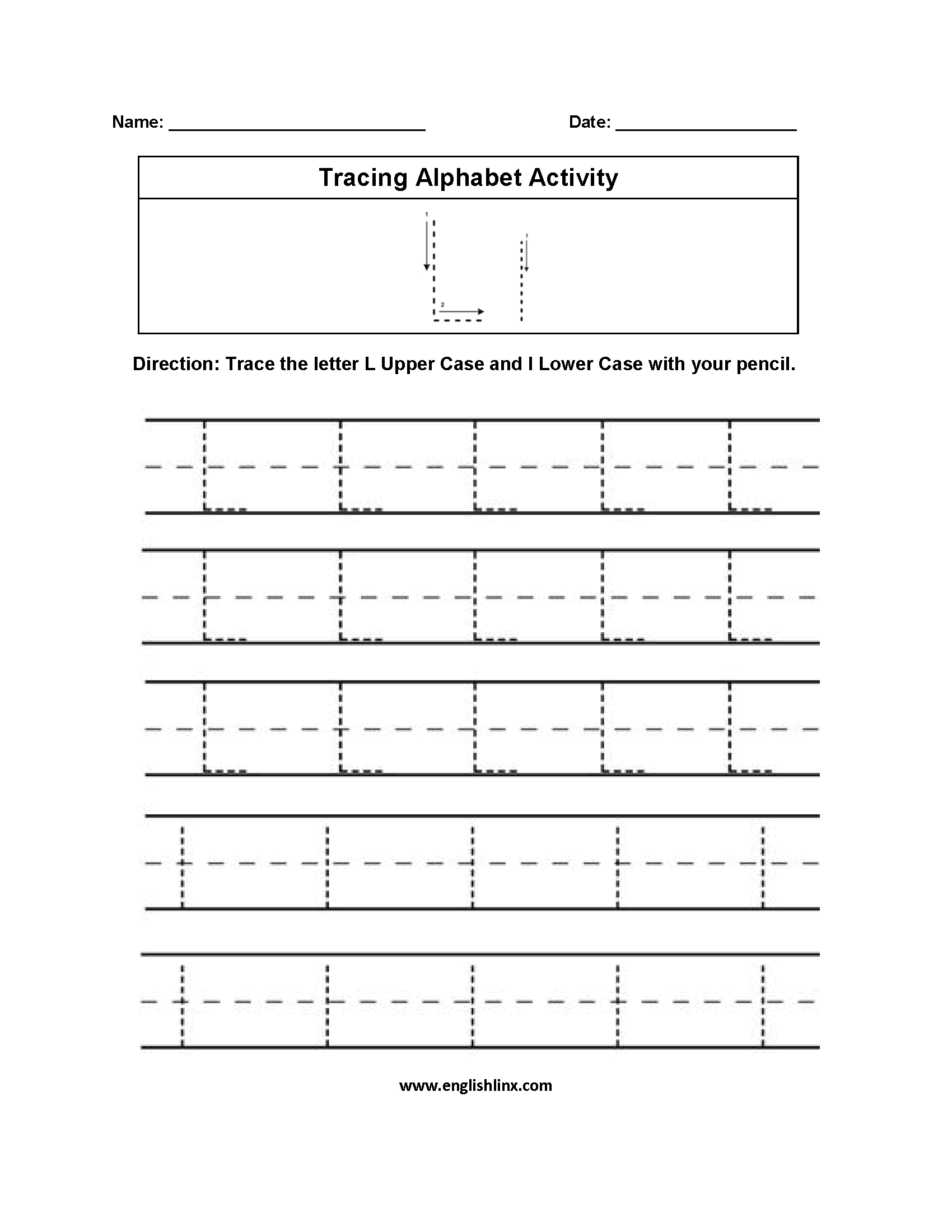 Alphabet Worksheets | Tracing Alphabet Worksheets regarding Tracing Letter L Worksheets