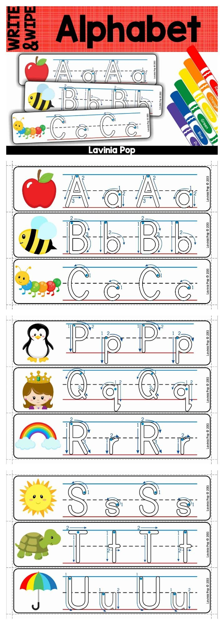 Alphabet Write And Wipe With Correct Letter Formation in Tracing Letters With Directional Arrows