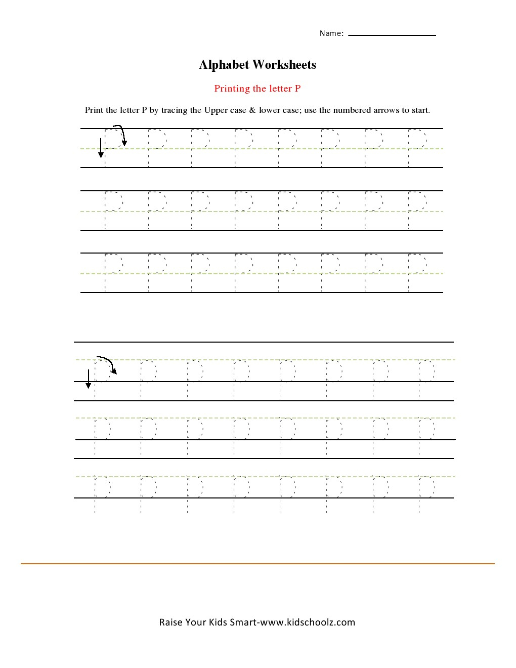 Alphabets Tracing Worksheets - Letter P - Kidschoolz regarding Tracing Telugu Letters Worksheets