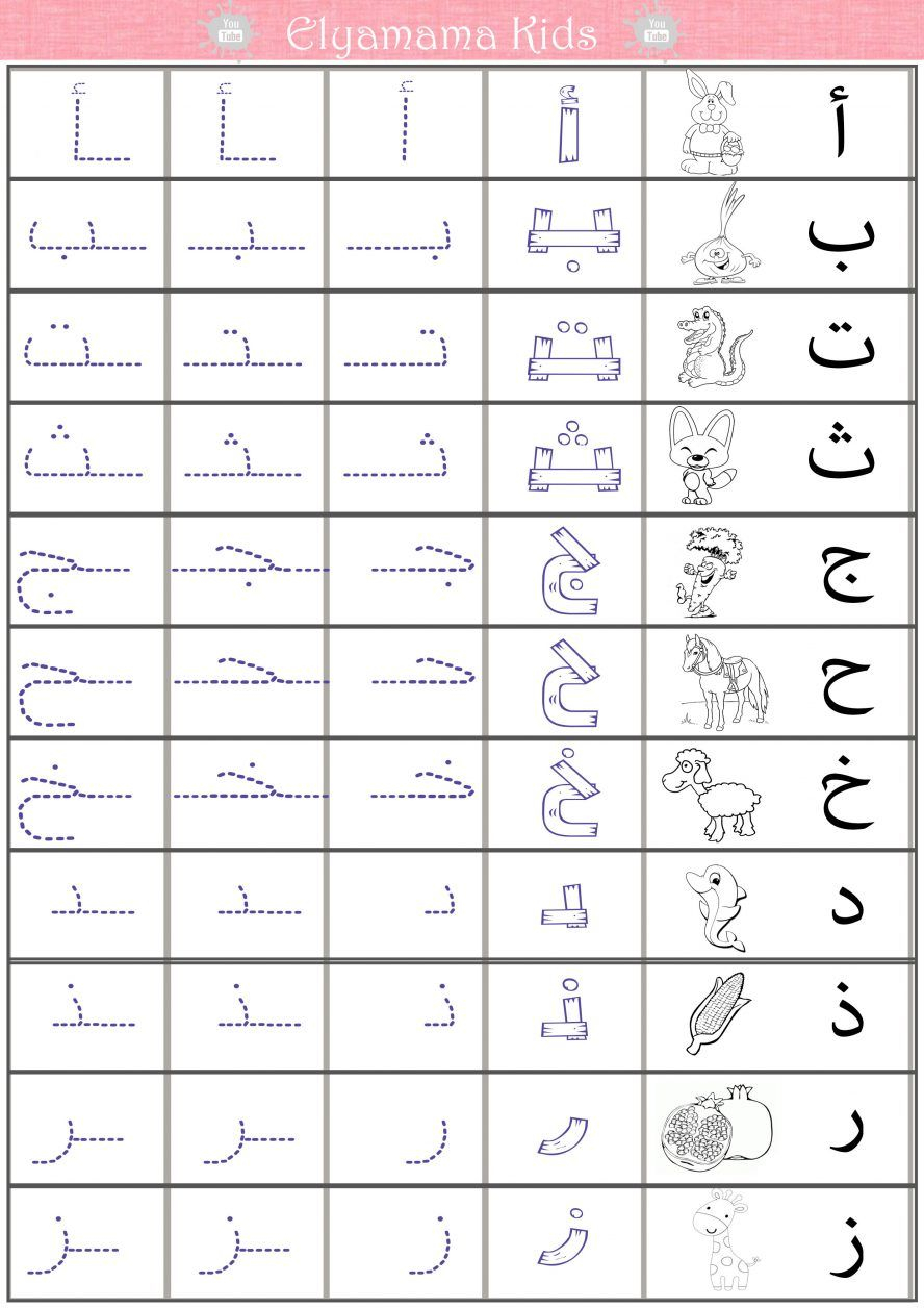Arabic Alphabet Tracing Worksheets Kidz Activities within Arabic Letters Tracing Sheets