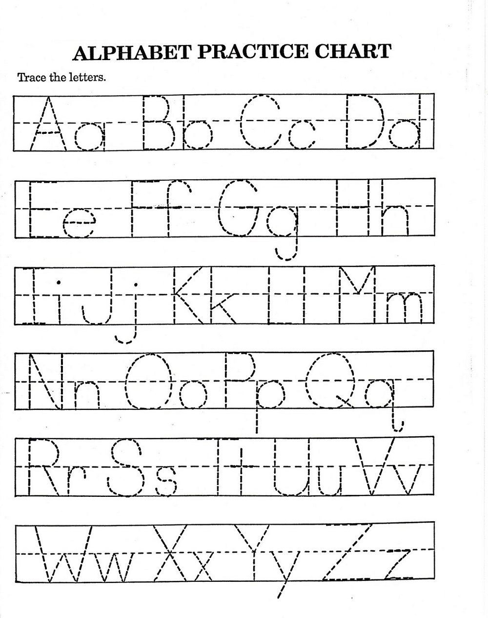 tracing letters a to z worksheets