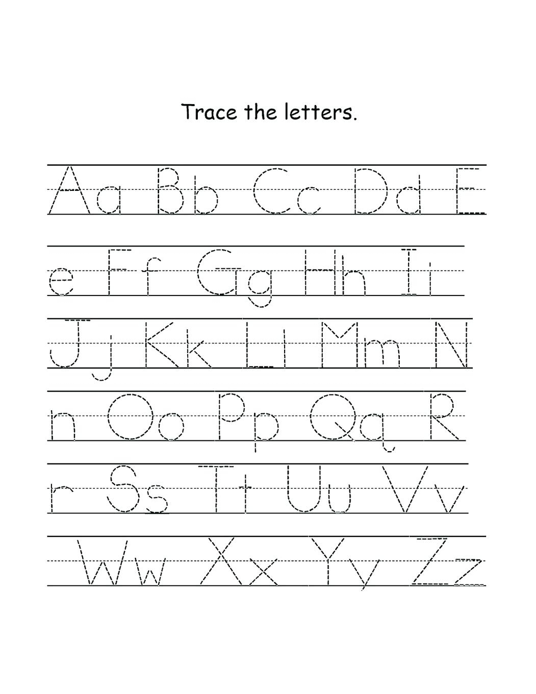 A Z Alphabet Letter Tracing Worksheet