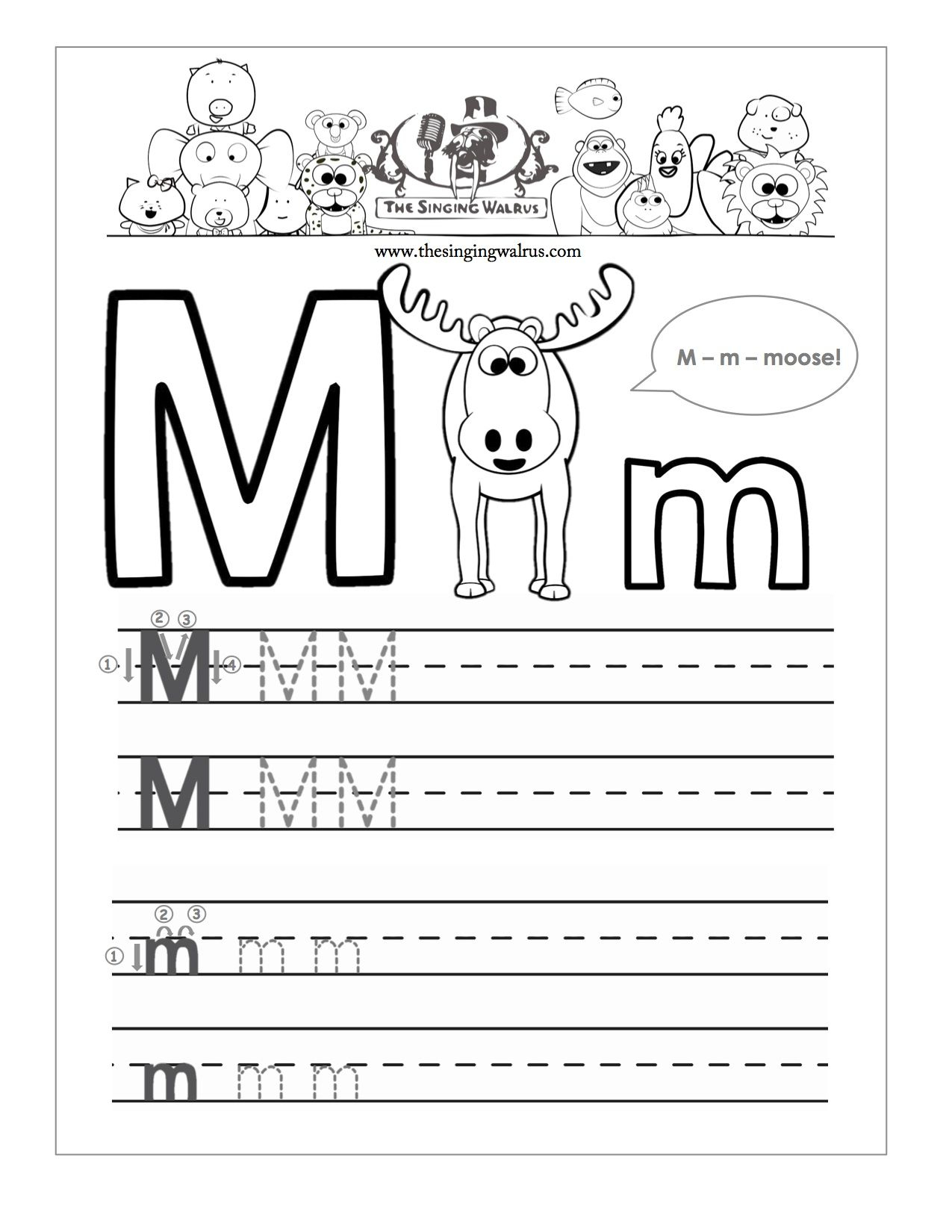 Tracing Letter M Worksheets Kindergarten  TracingLettersWorksheets.com