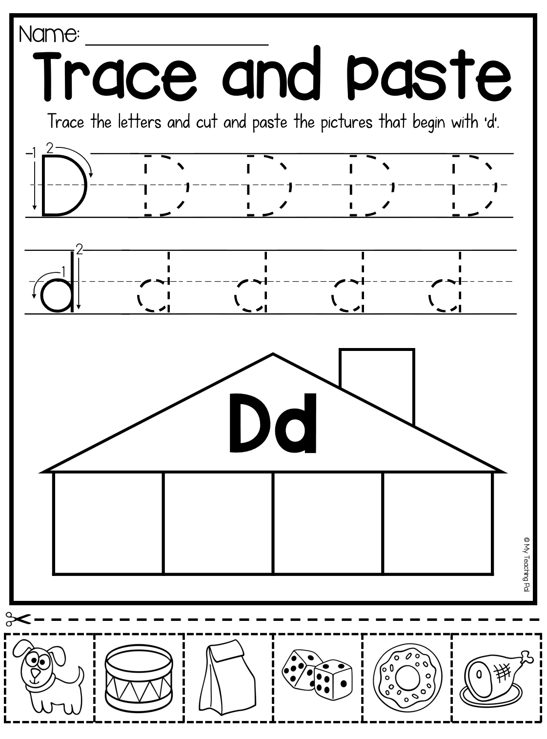 Beginning Sounds Worksheets - Trace And Paste | Beginning within Tracing Letter D Worksheets