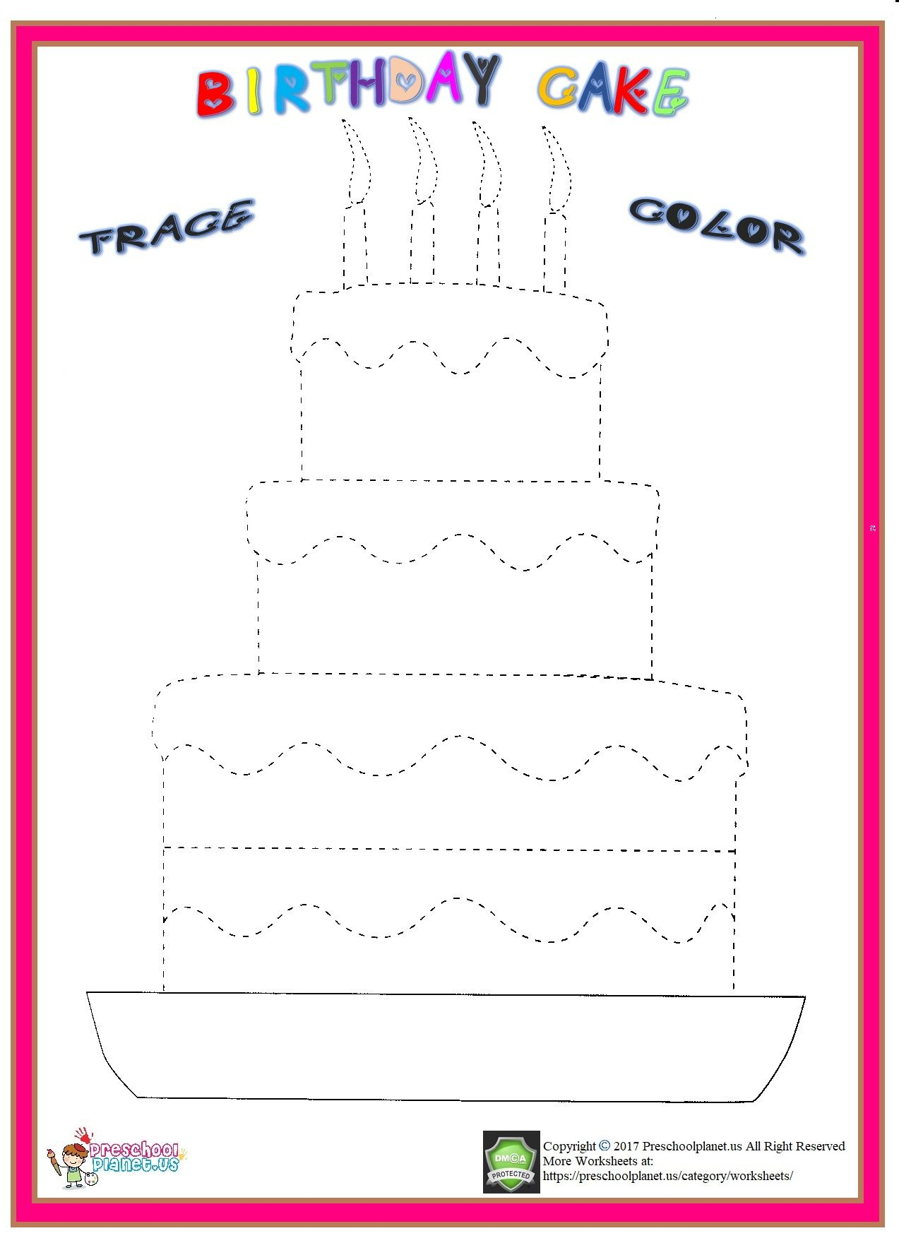 Birthday Cake Trace Worksheet | Dad Birthday Cakes, Cupcake throughout Happy Birthday Tracing Letters