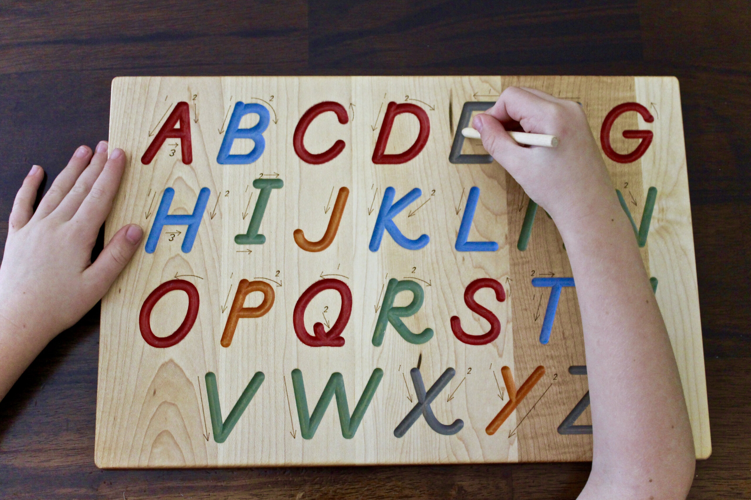 Buy A Hand Crafted Wooden Alphabet Tracing Board, Made To in Finger Tracing Letters