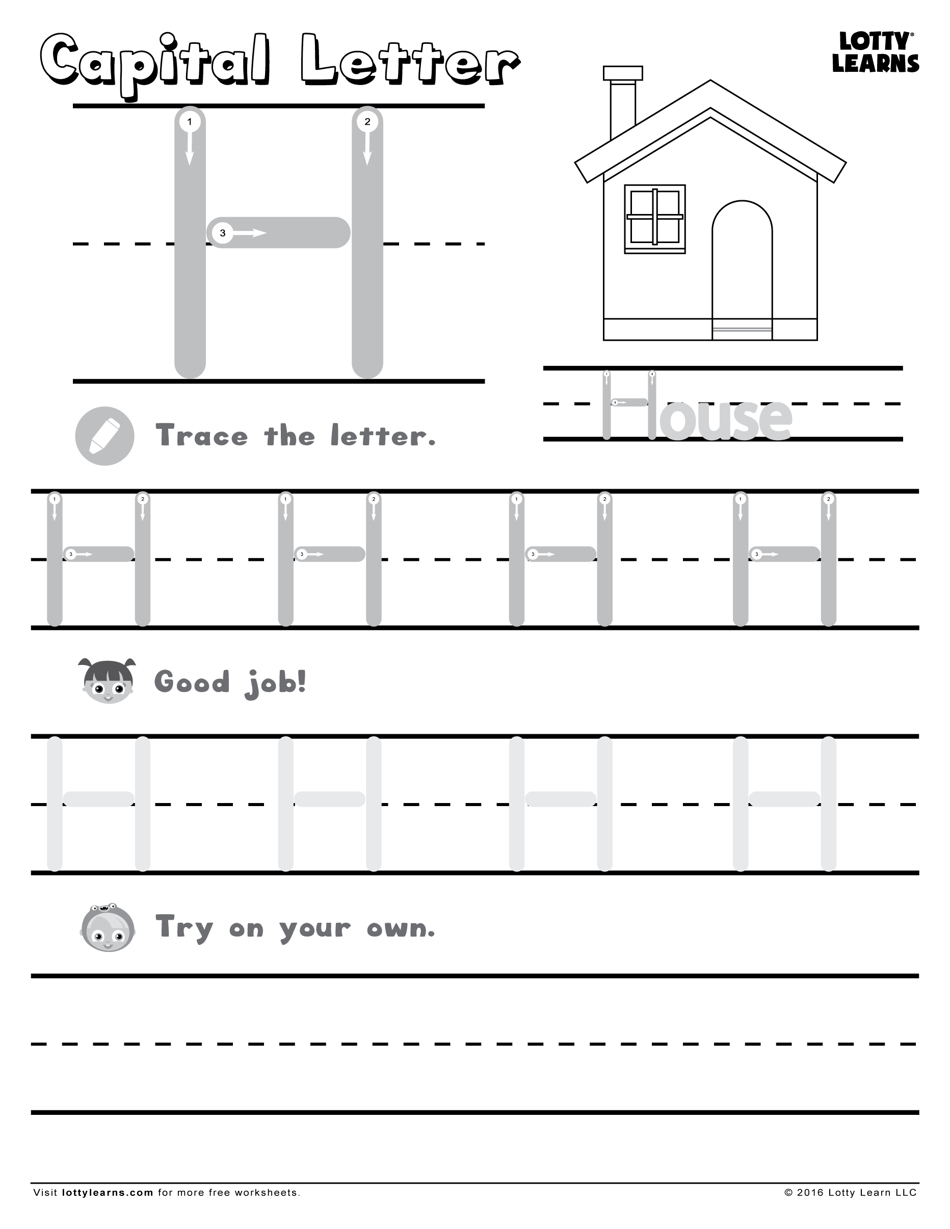 Free Tracing Letter H Worksheets  TracingLettersWorksheets.com