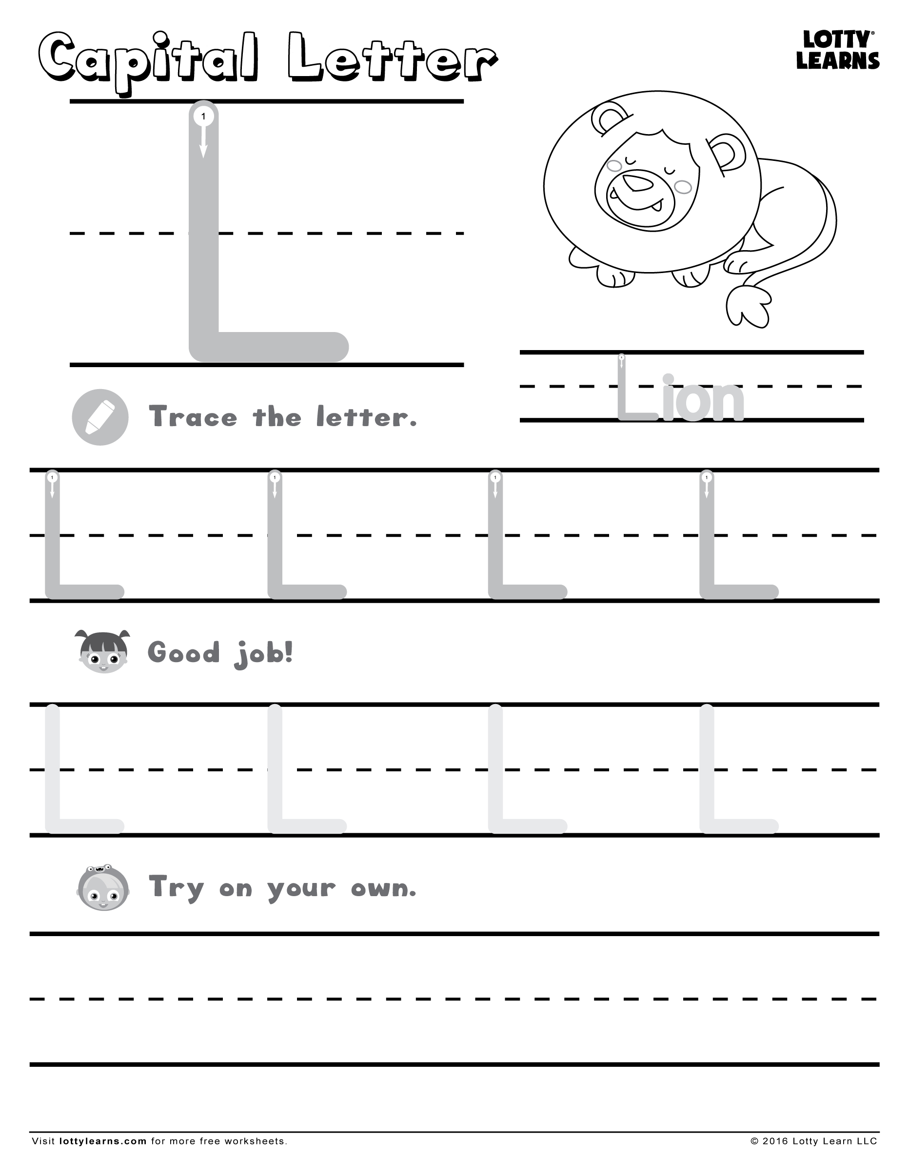 Capital Letter L | Lotty Learns | Lowercase A, Lower Case throughout Tracing Letter L Worksheets