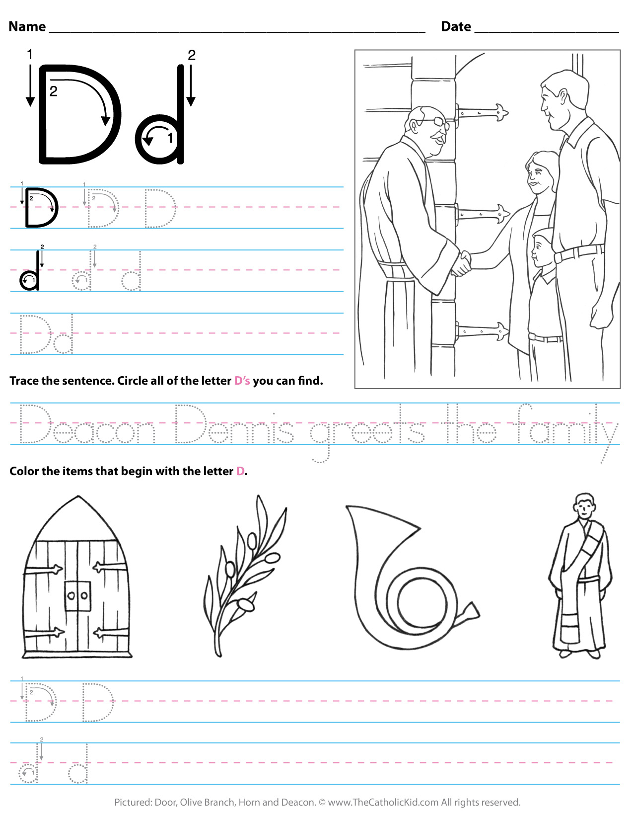 trace letter d worksheets preschool