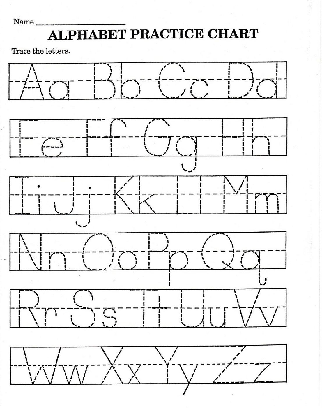 Printable alphabet stencils for tracing