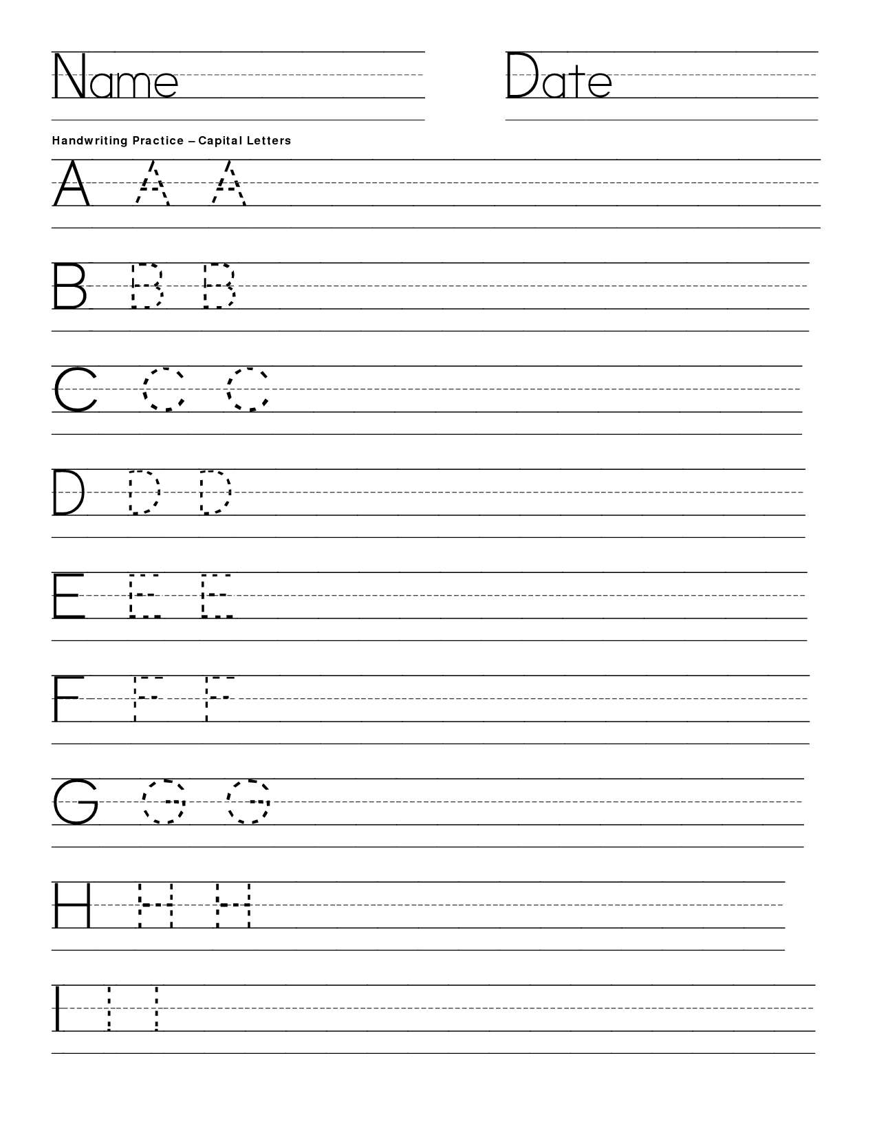 Tracing Letters Template Free