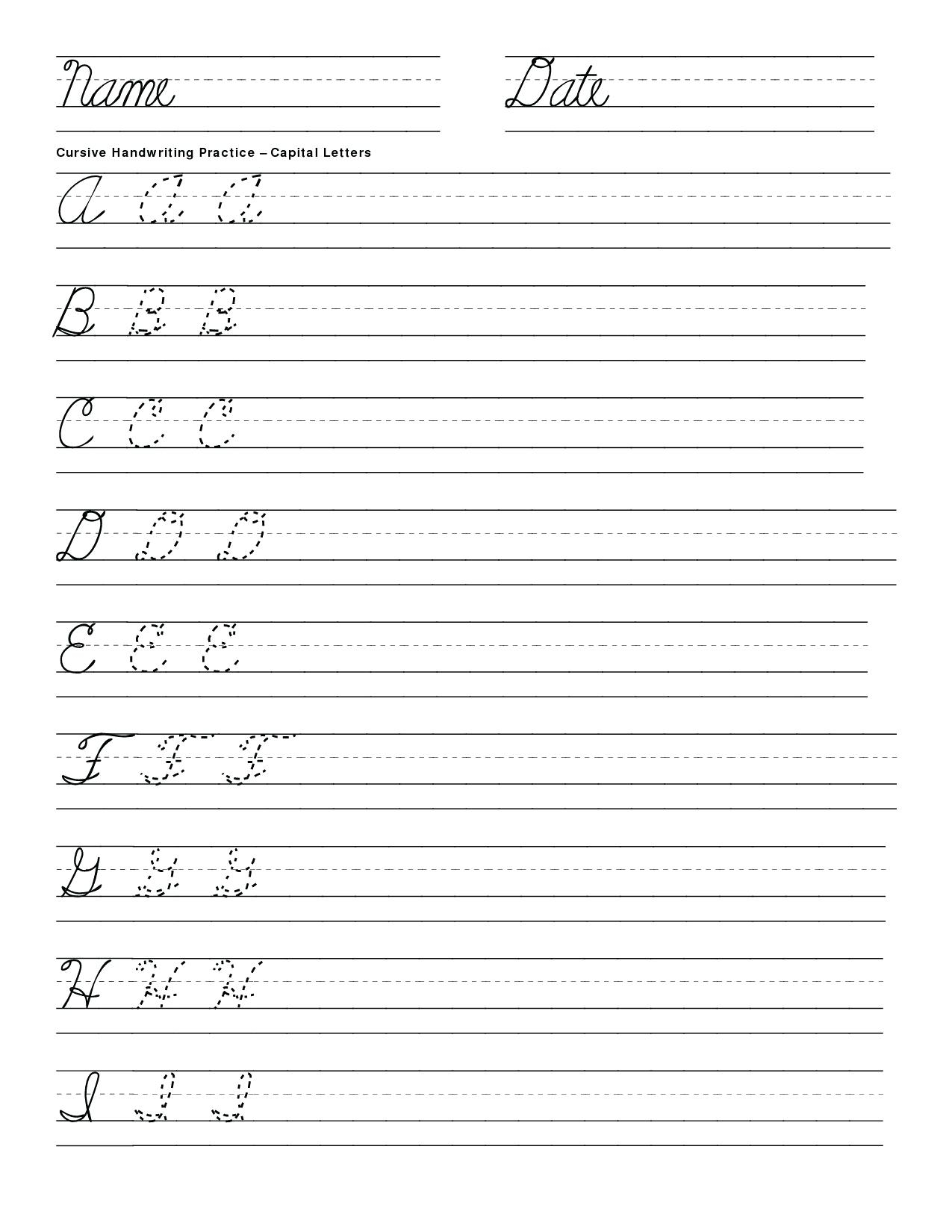 Cursive Writing Capital Letters Worksheets Writing Cursive Capital 