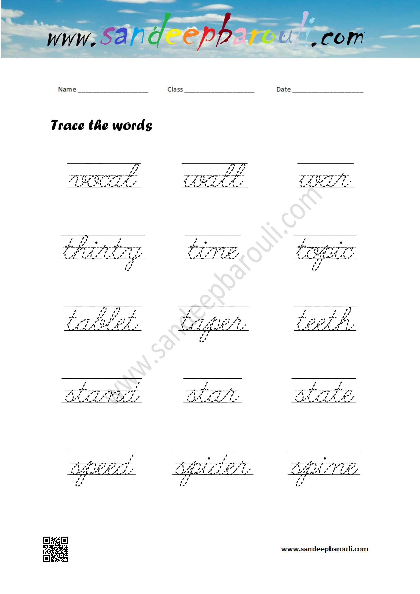 Cursive Writing Worksheet – Trace The Words 29 – Educational pertaining to Tracing Letters Words Worksheets