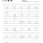 Dash Trace Handwriting Worksheet - Free Kindergarten English pertaining to Tracing Letters For Kindergarten Sheets