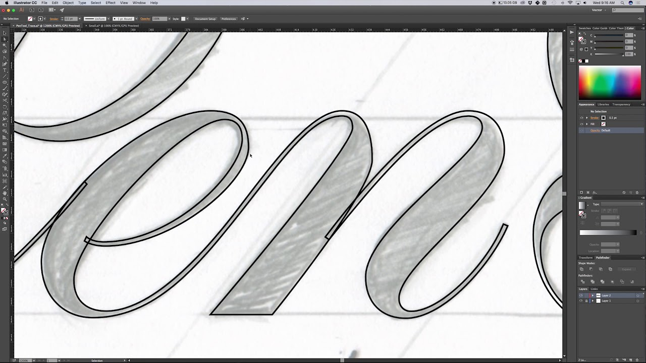 Digitally Tracing Lettering | Pies Brand in Tracing Letters In Illustrator