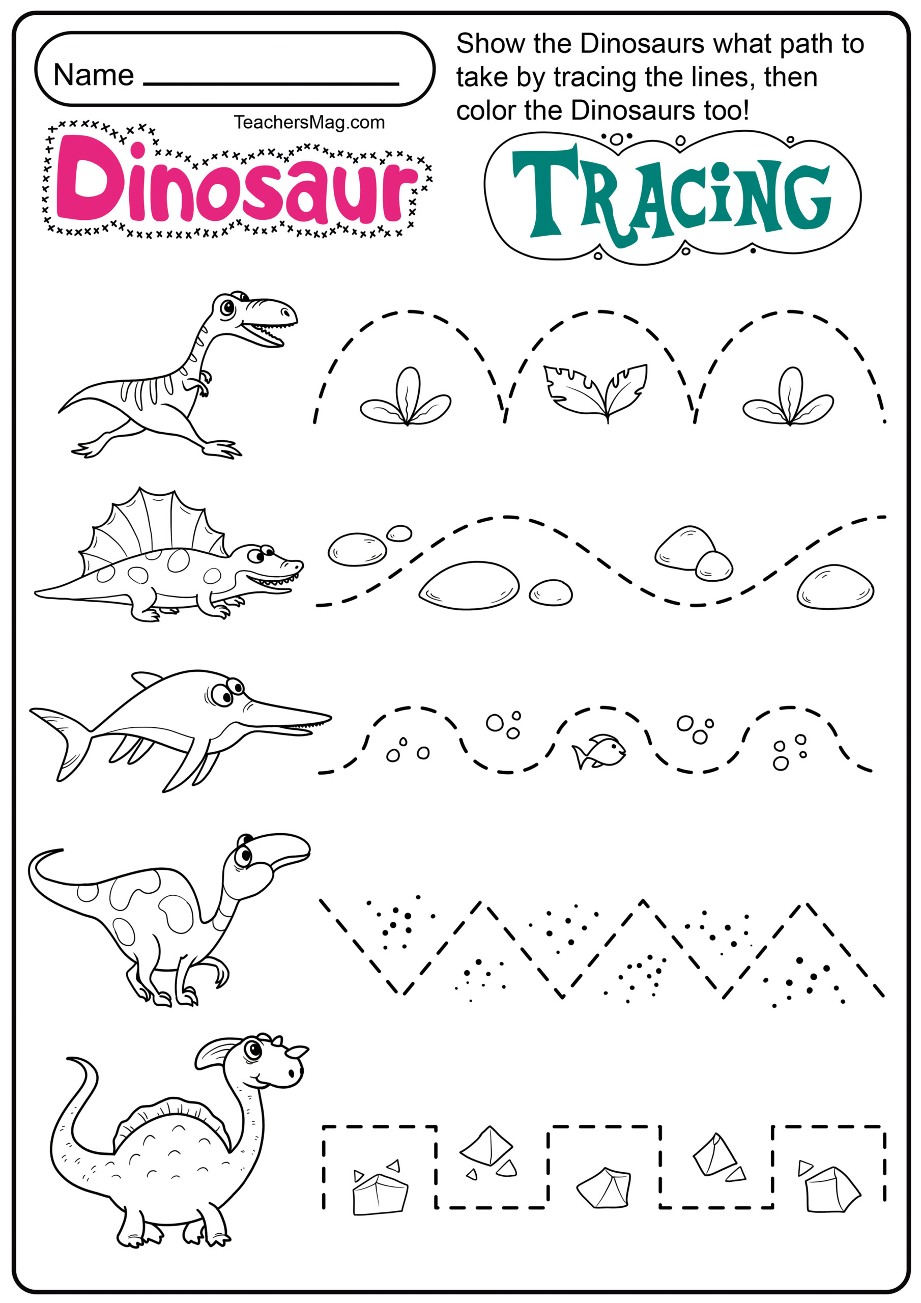 Dinosaur Letters &amp;amp; Number Tracing Worksheets | Teachersmag for Tracing Letters And Numbers