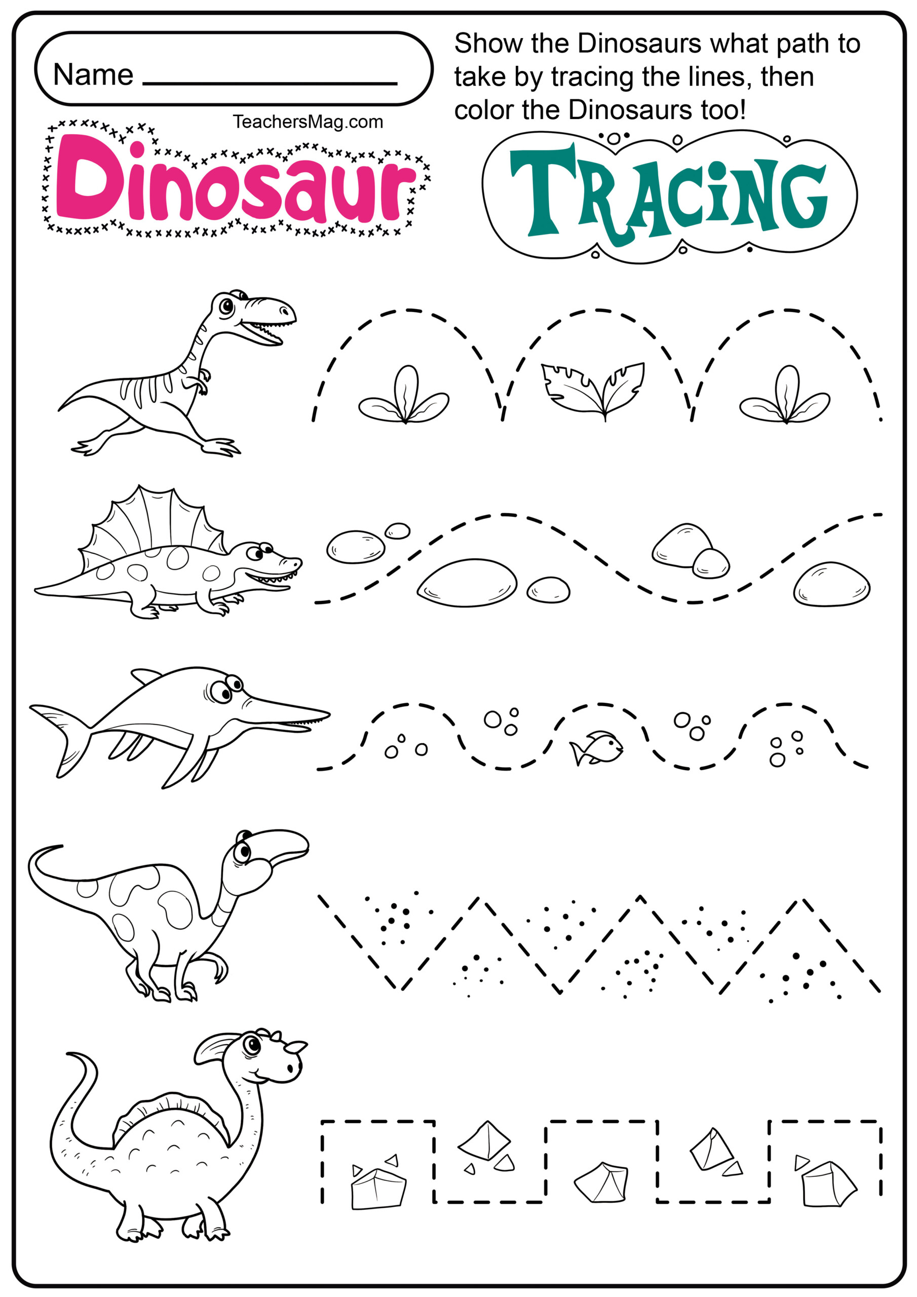 Dinosaur Letters &amp;amp; Number Tracing Worksheets | Teachersmag pertaining to Printable Tracing Letters And Numbers