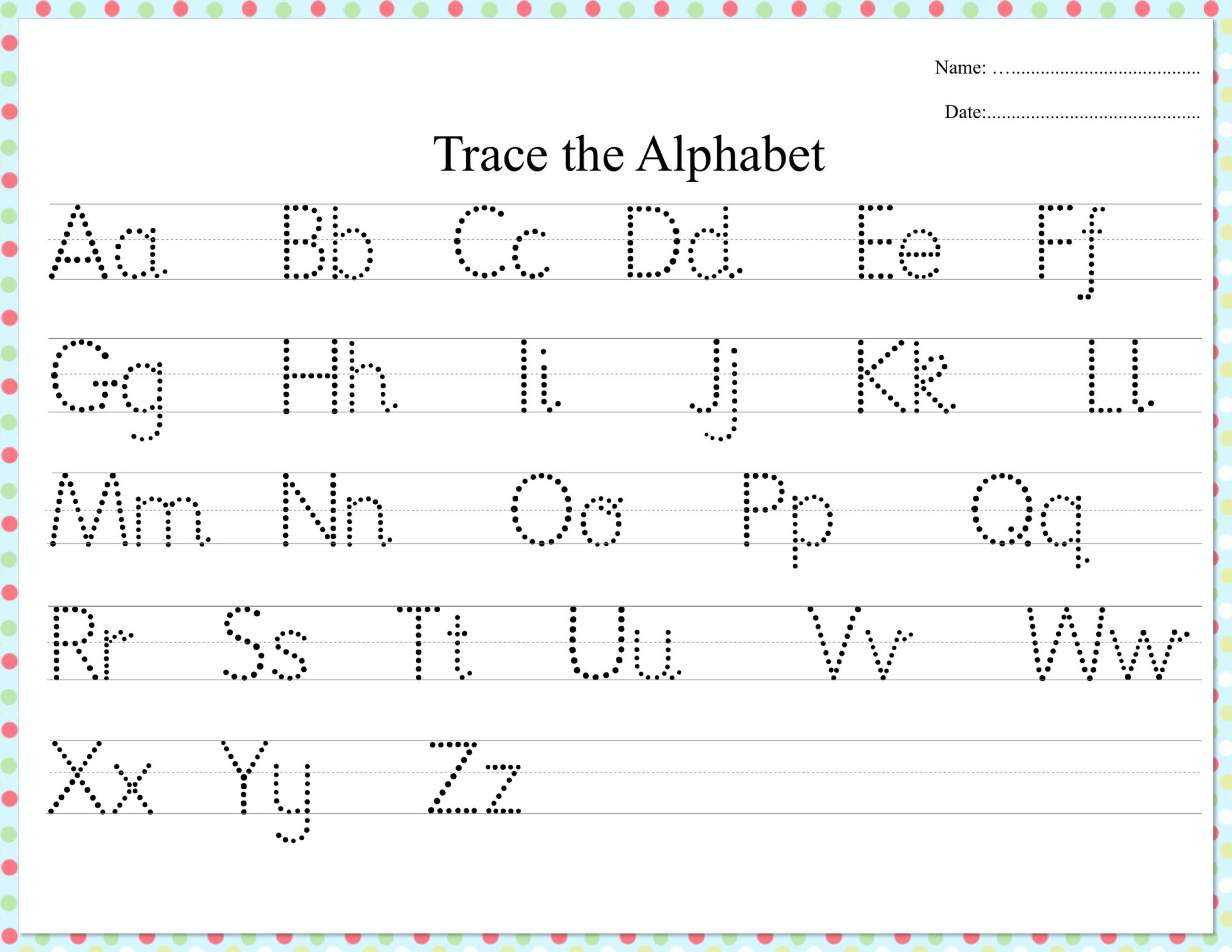 Dotted Alphabet Trace Practice Worksheet | Alphabet Tracing for Tracing Dotted Letters Worksheets