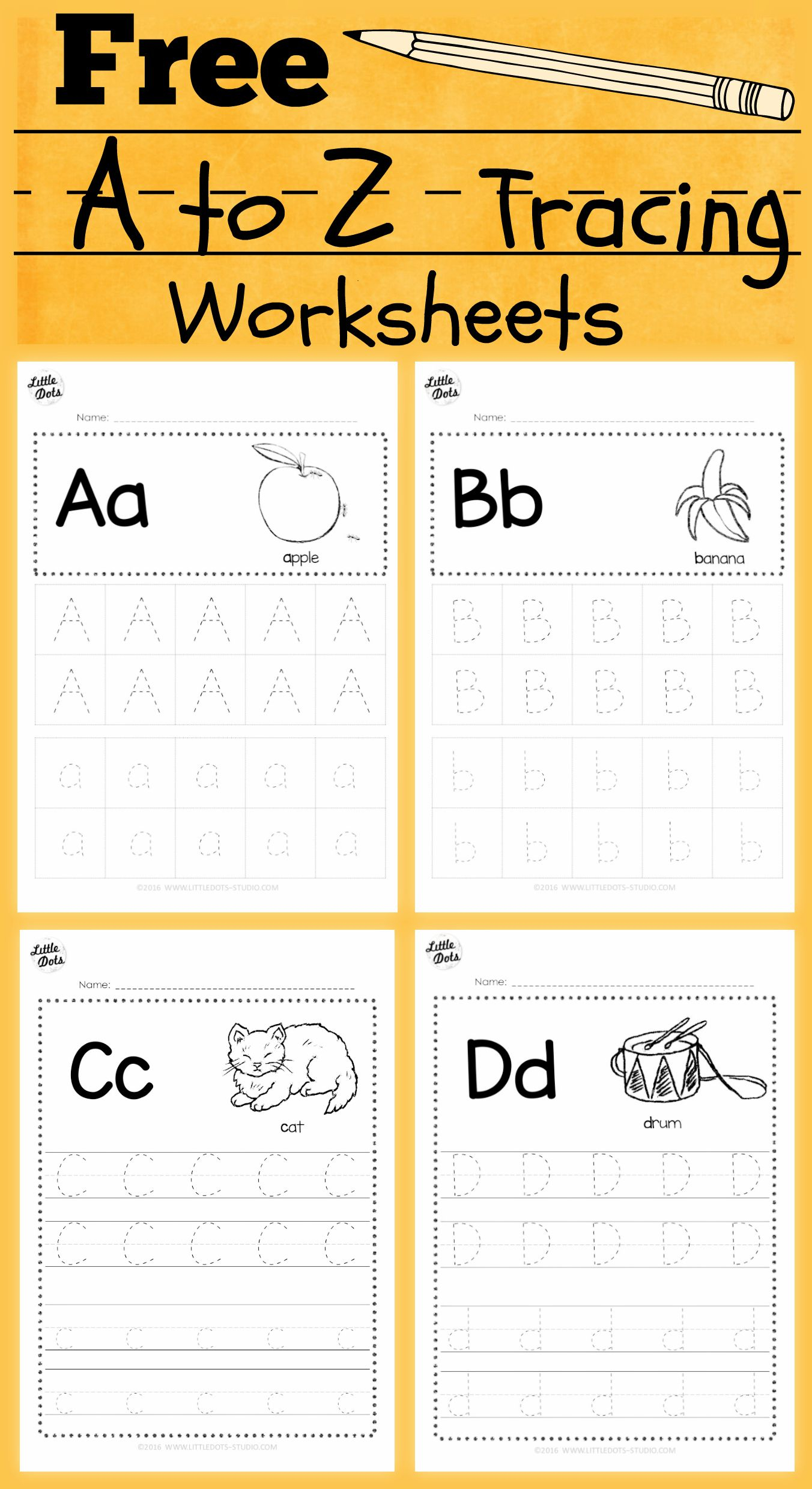 Download Free Alphabet Tracing Worksheets For Letter A To Z intended for Tracing Alphabet Letters Az