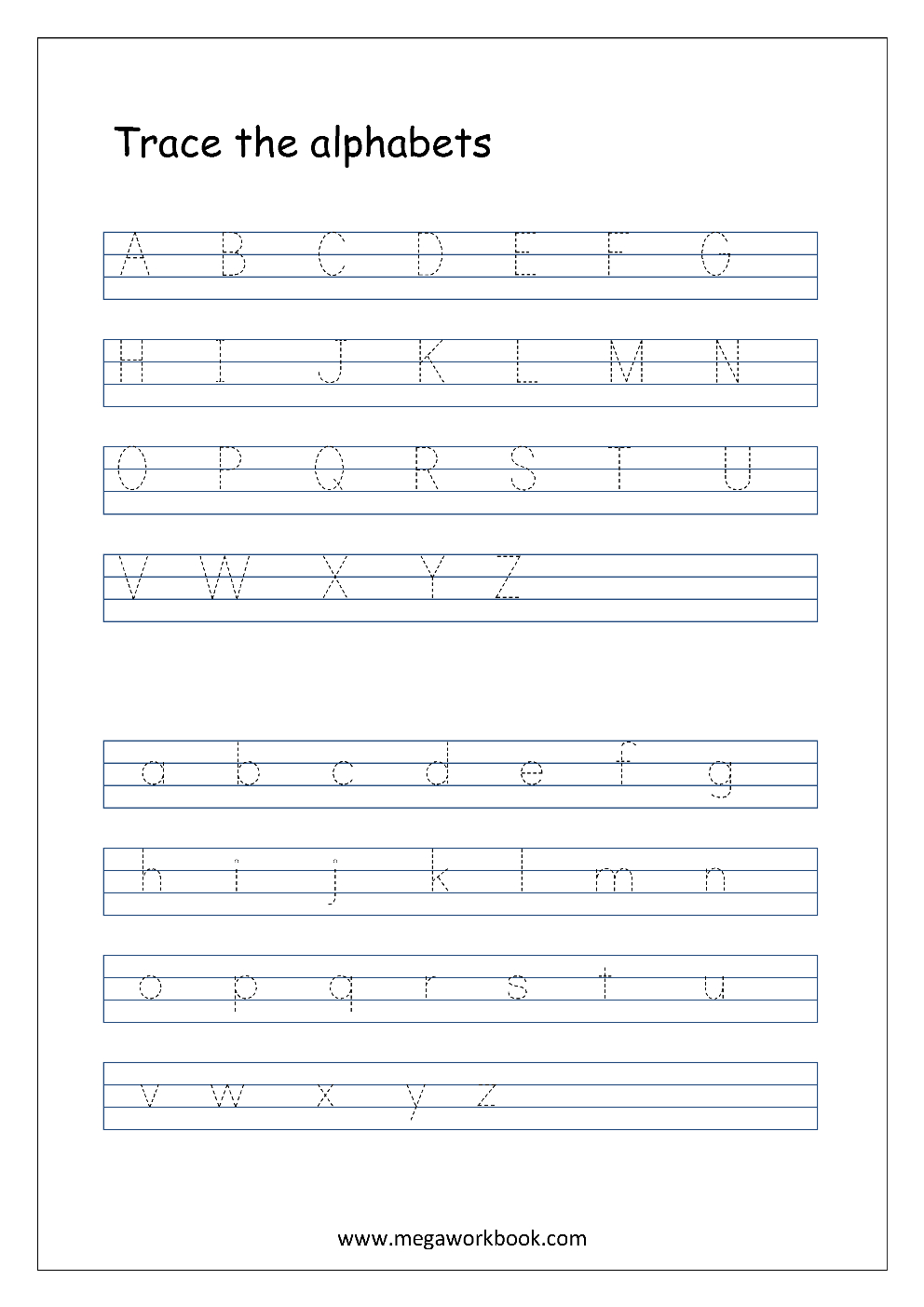 English Worksheet - Alphabet Tracing - Capital And Small for Tracing Lowercase Letters Az