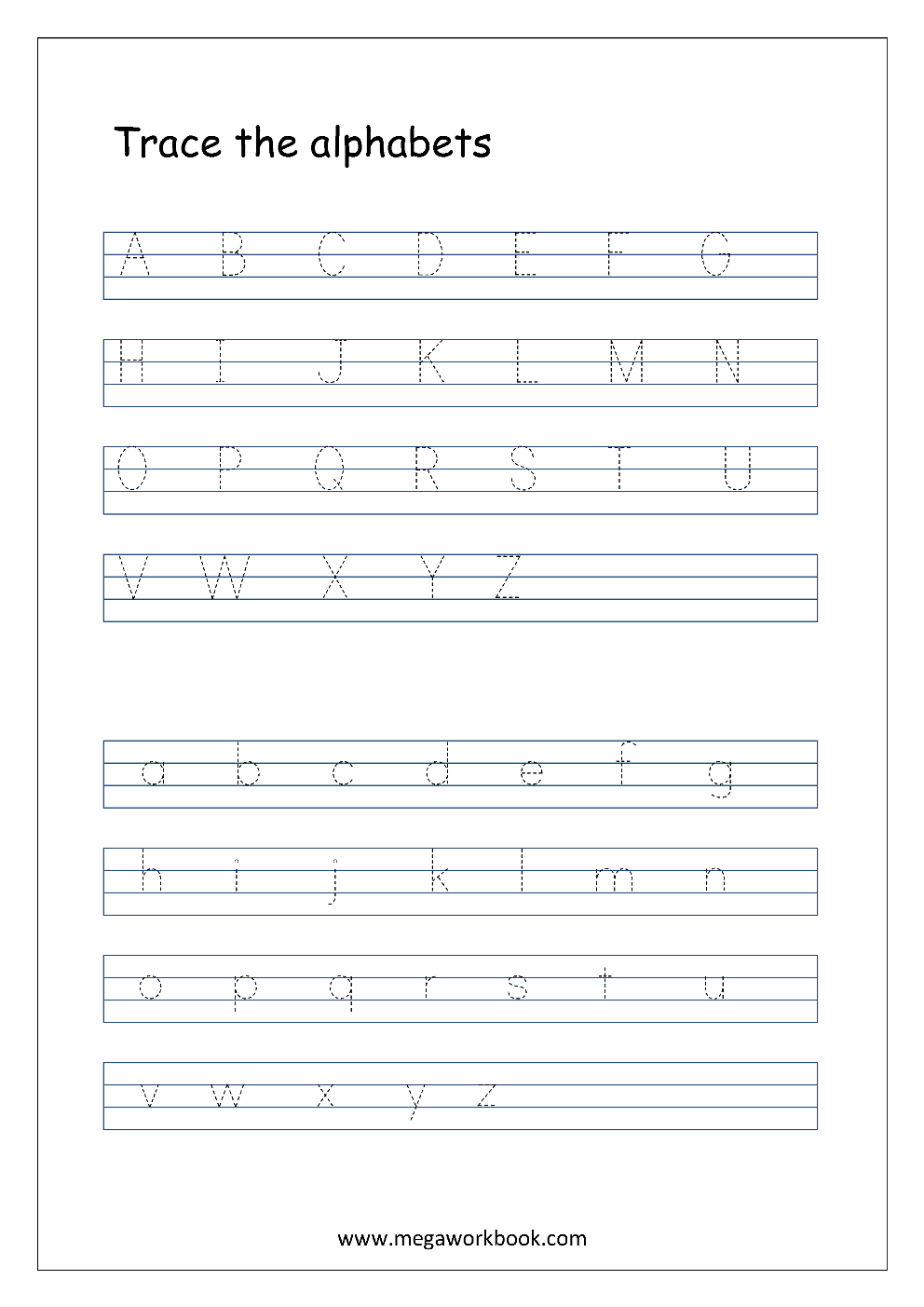 English Worksheet - Alphabet Tracing - Capital And Small in Tracing Small Letters Az