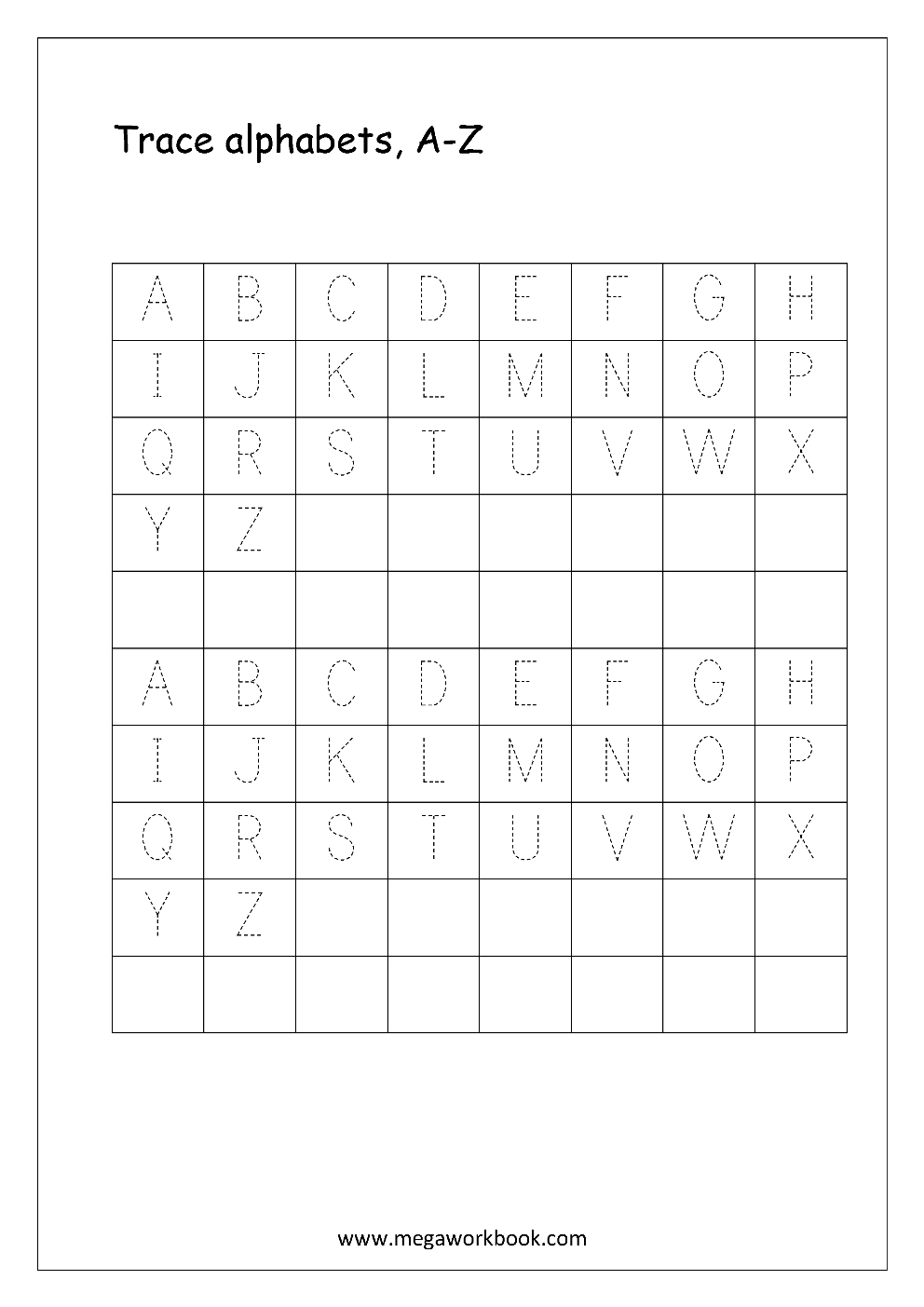 English Worksheet - Alphabet Tracing - Capital Letters for Tracing Uppercase Letters Printable Worksheets