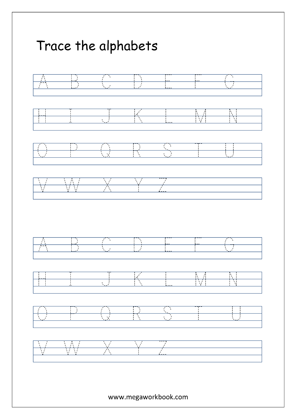 English Worksheet - Alphabet Tracing In 4 Lines - Capital inside Cursive Capital Letters Tracing