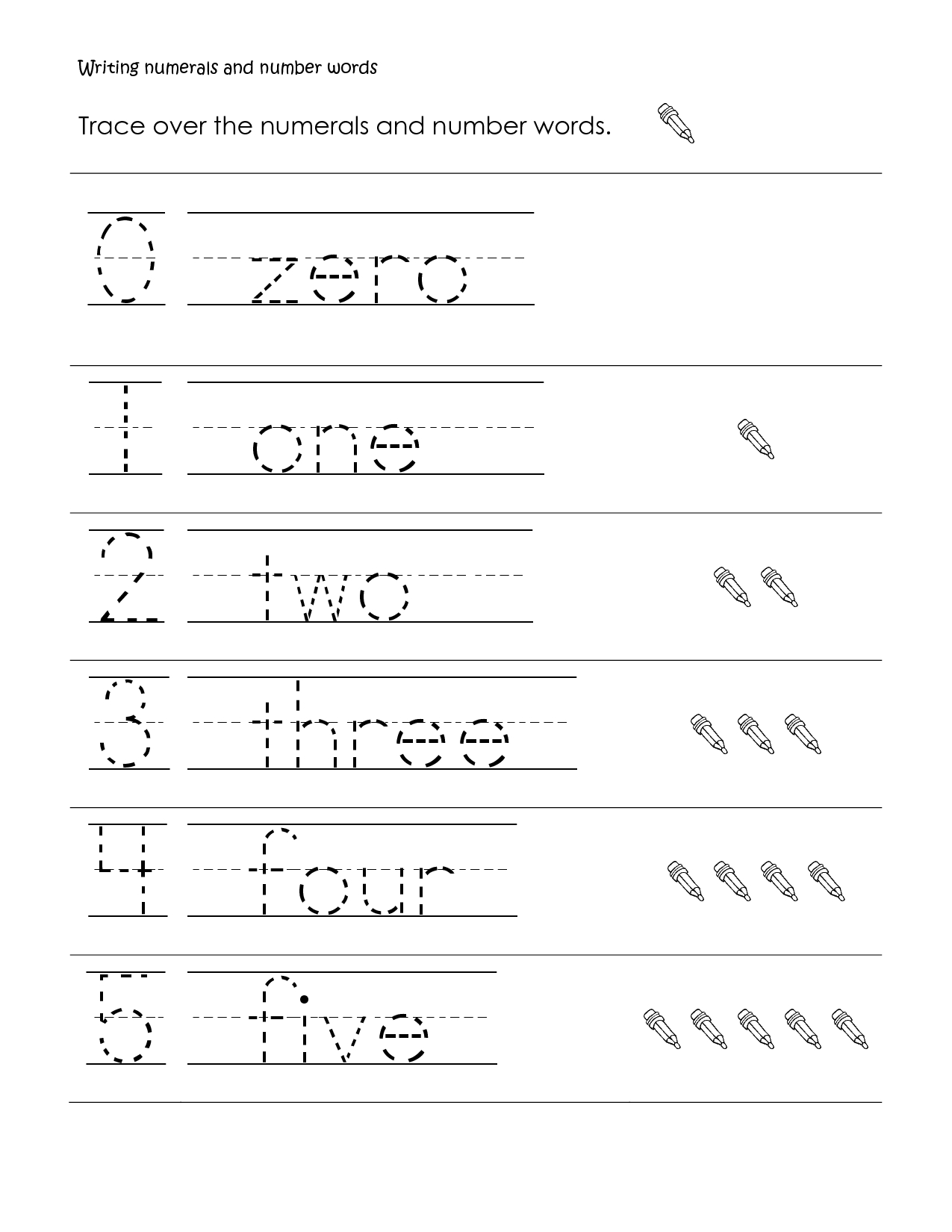 First Grade Handwriting Worksheets Printable | Number Words with regard to Trace Letters Worksheet For Grade 1