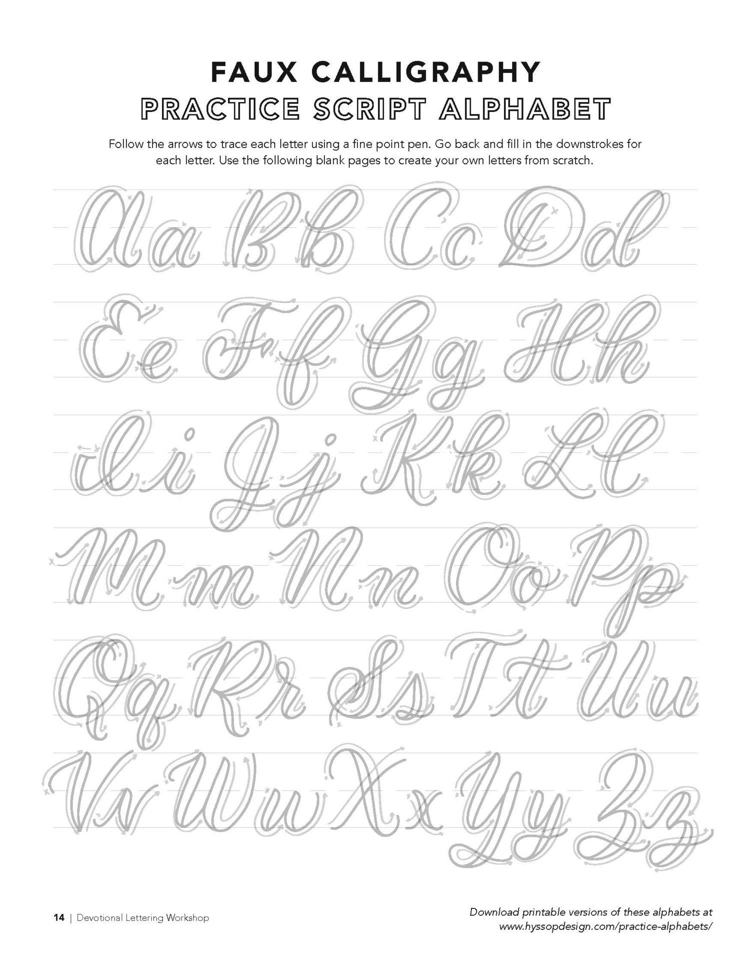 Free Calligraphy Alphabets | Calligraphy Alphabet, Faux for Printable Tracing Letters Make Your Own