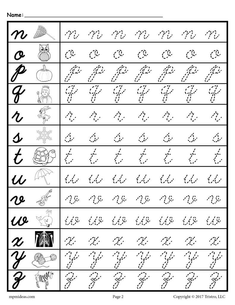 Cursive Letters Tracing Worksheets