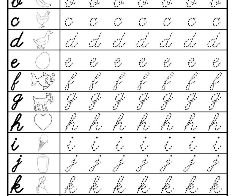 Free Cursive Lowercase Letter Tracing Worksheets within Cursive Small Letters Tracing Worksheets