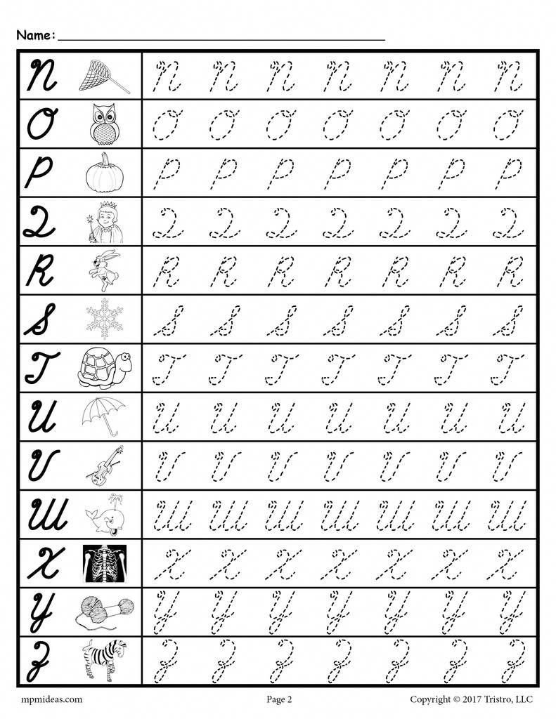 Free Cursive Uppercase Letter Tracing Worksheets for Cursive Capital Letters Tracing