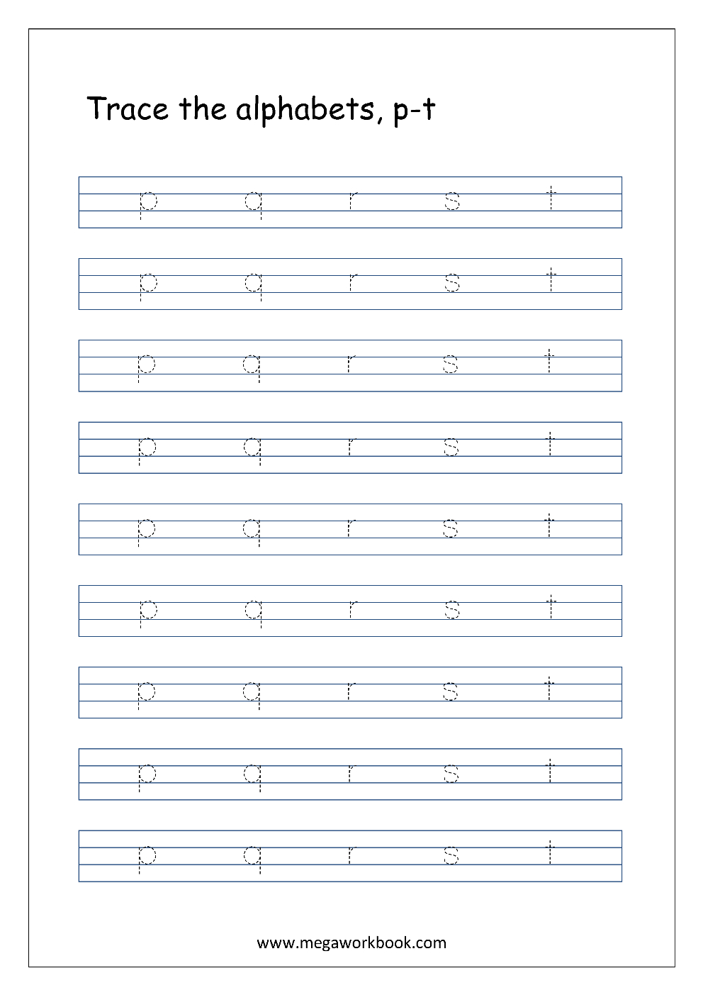 Free English Worksheets - Alphabet Tracing (Small Letters intended for Small Letters Alphabet Tracing Sheets