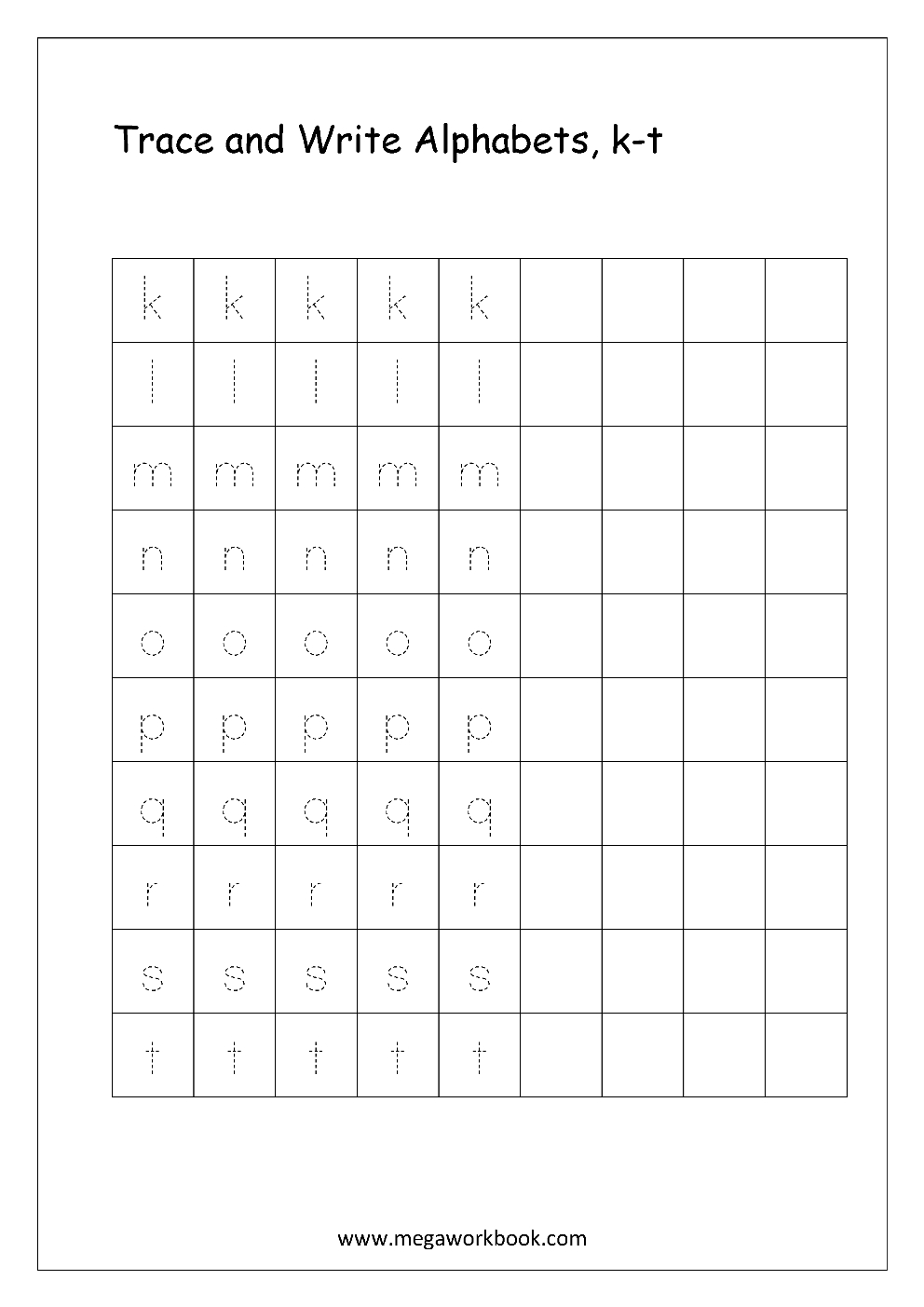 Free English Worksheets - Alphabet Writing (Small Letters for Small Letters Alphabet Tracing Sheets