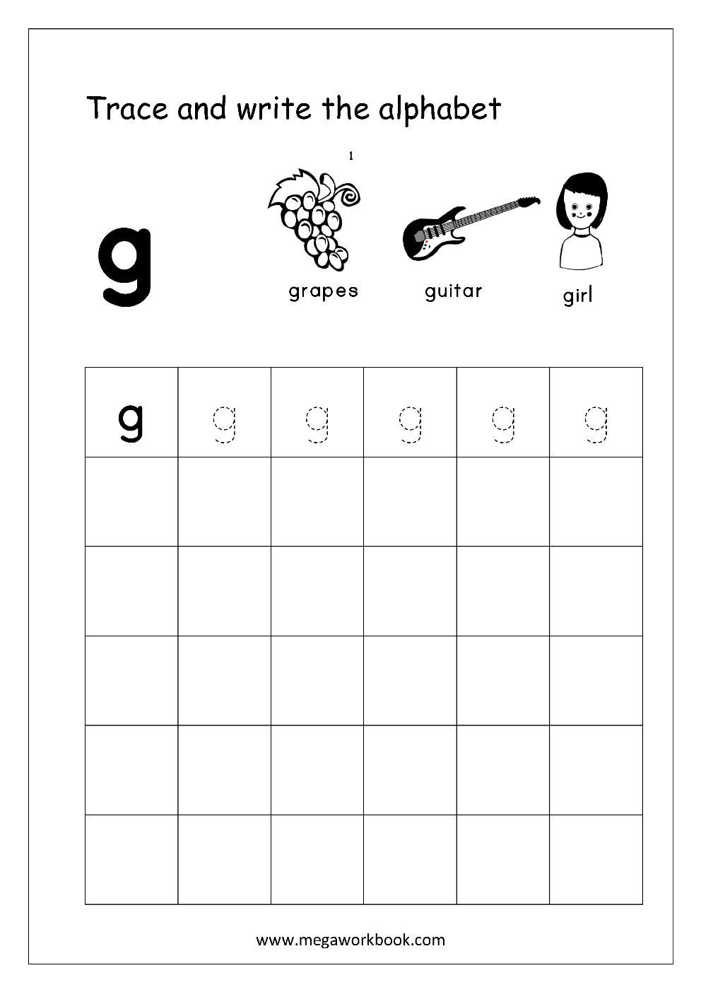 Free English Worksheets - Alphabet Writing (Small Letters pertaining to Tracing Small Letter G Worksheet