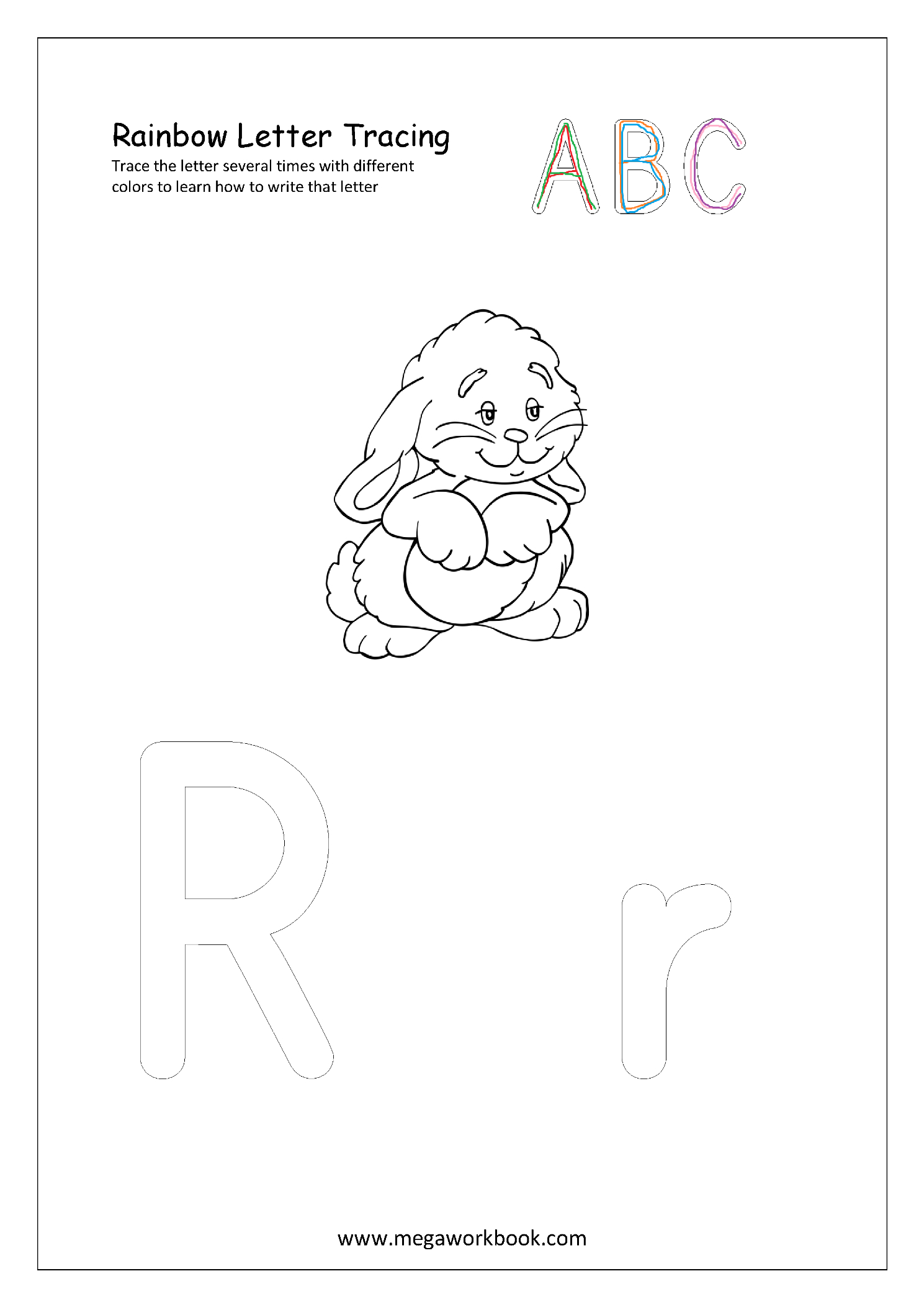 Free English Worksheets - Rainbow Letter Tracing inside Rainbow Tracing Letters