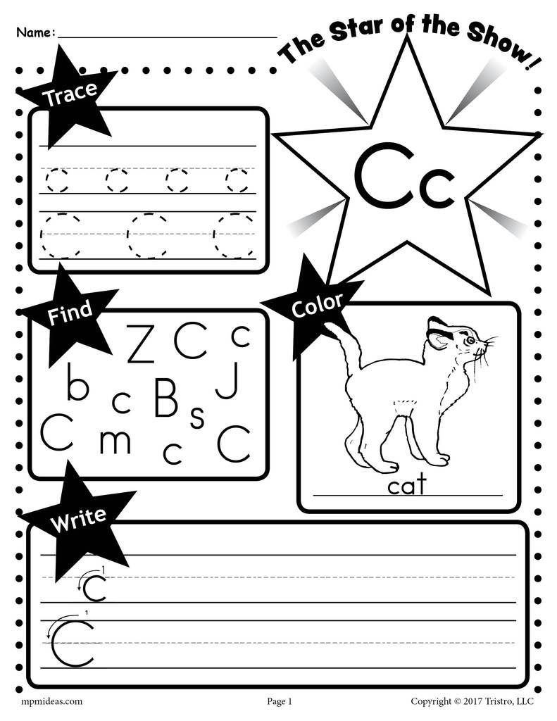 Free Letter C Worksheet: Tracing, Coloring, Writing &amp;amp; More with Tracing Letter C Worksheets