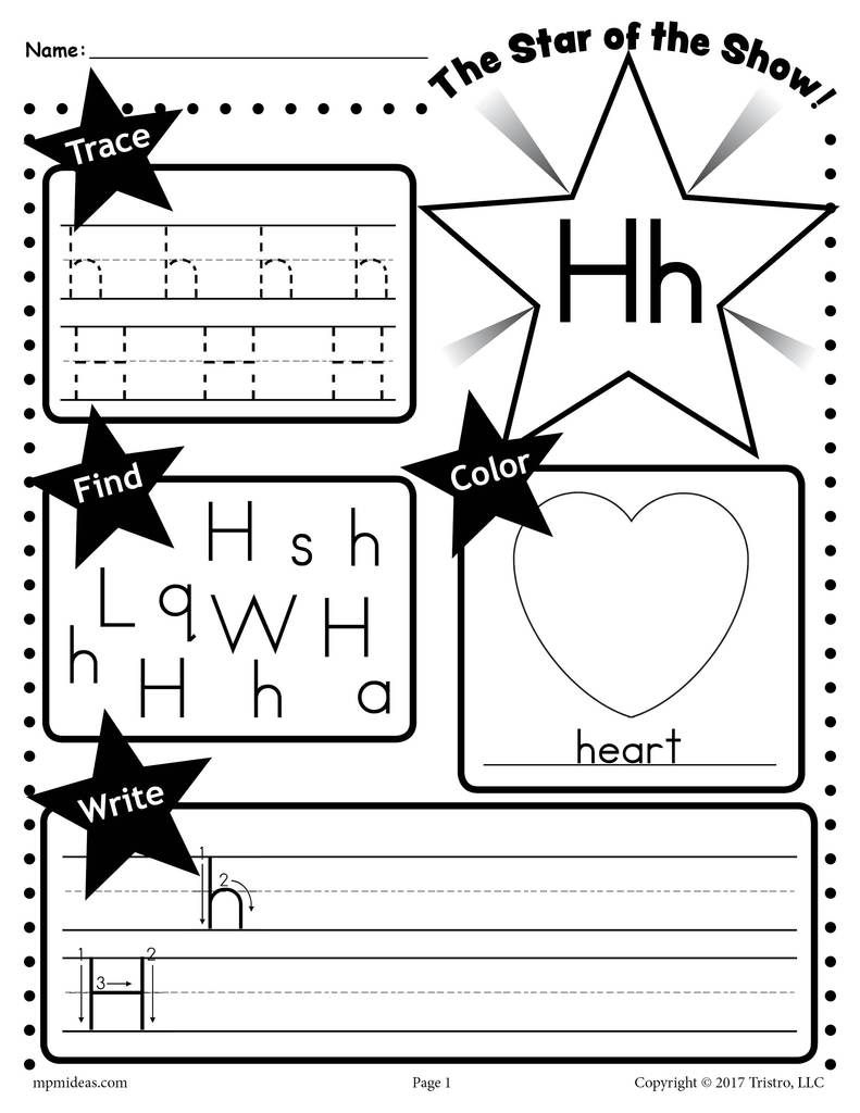 Free Tracing Letter H Worksheets  TracingLettersWorksheets.com