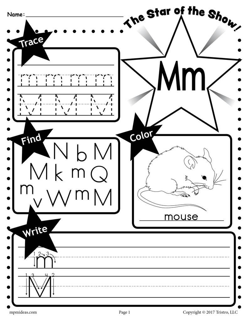 Free Letter M Worksheet: Tracing, Coloring, Writing &amp;amp; More with Tracing Letter M Worksheets Kindergarten